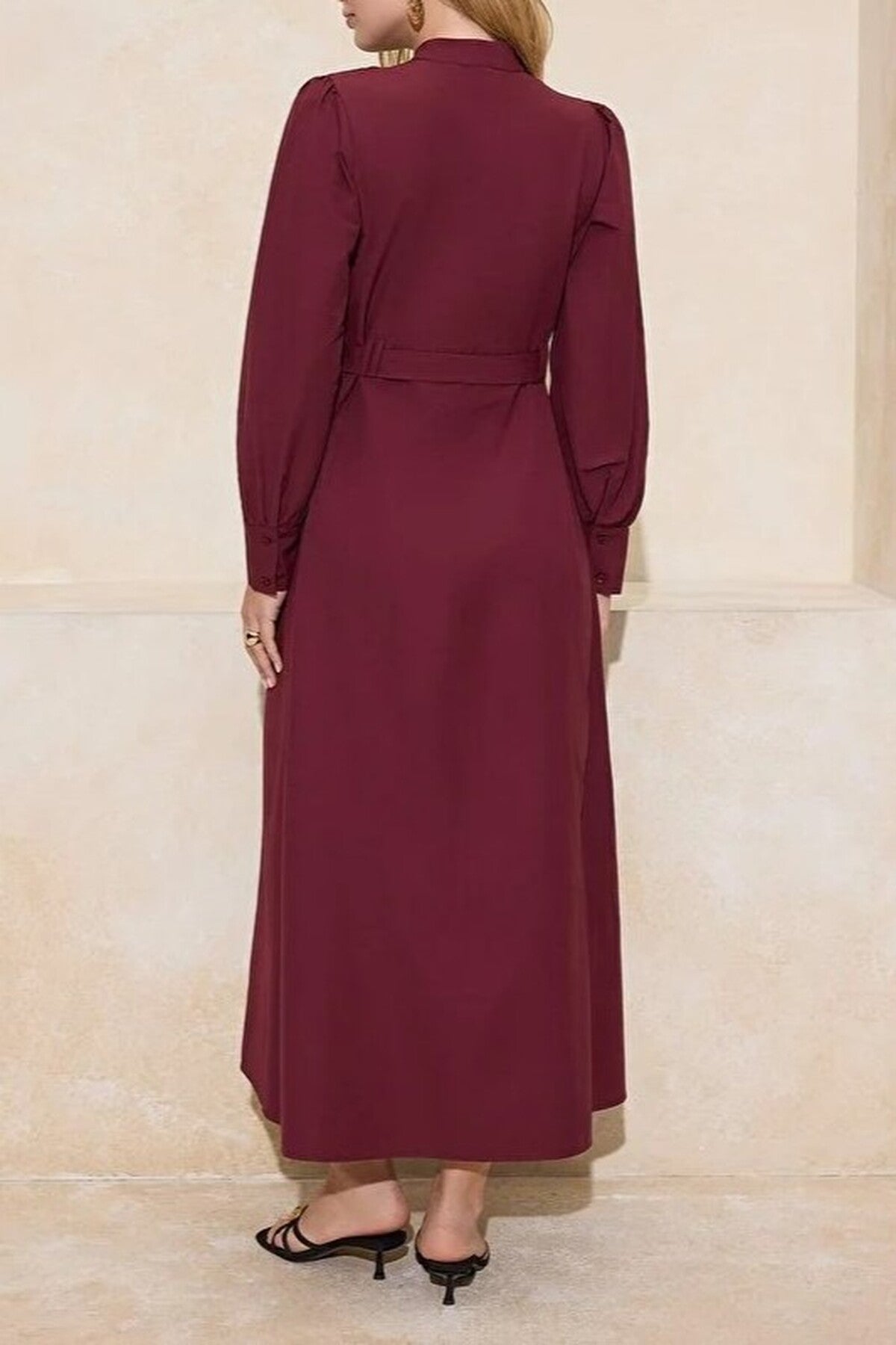 Cotton Dress with Gold Belt Buckle