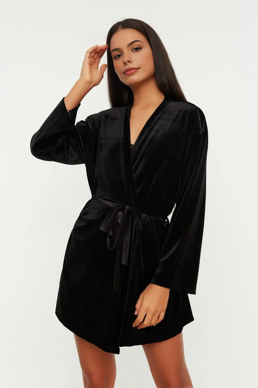 Soft Feeling Velvet Knit Dressing Gown