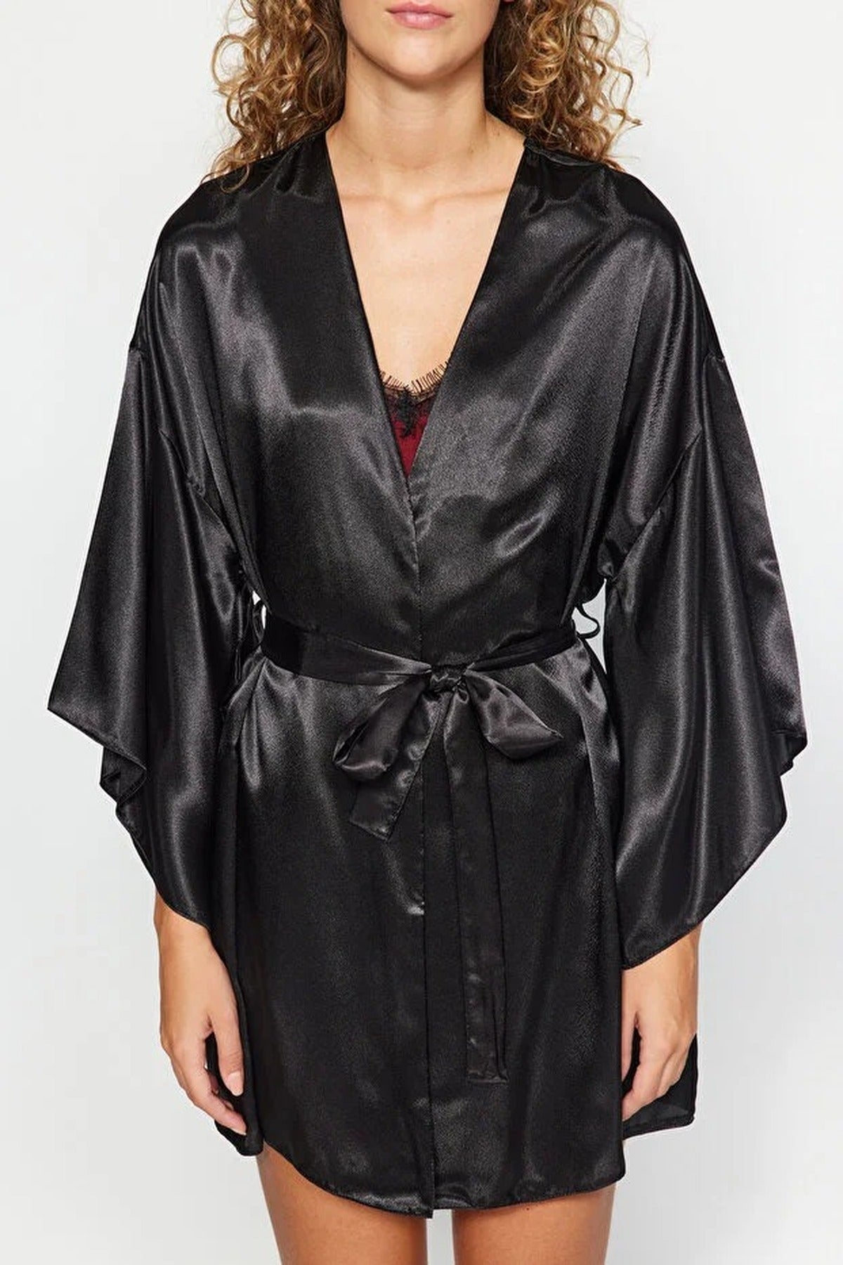 Satin Woven Dressing Gown with Belt