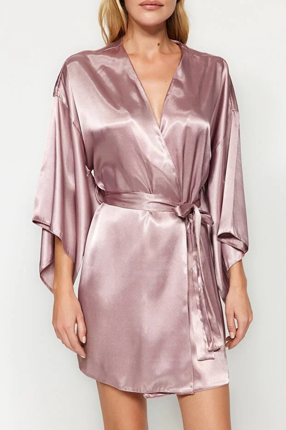 Satin Woven Dressing Gown with Belt