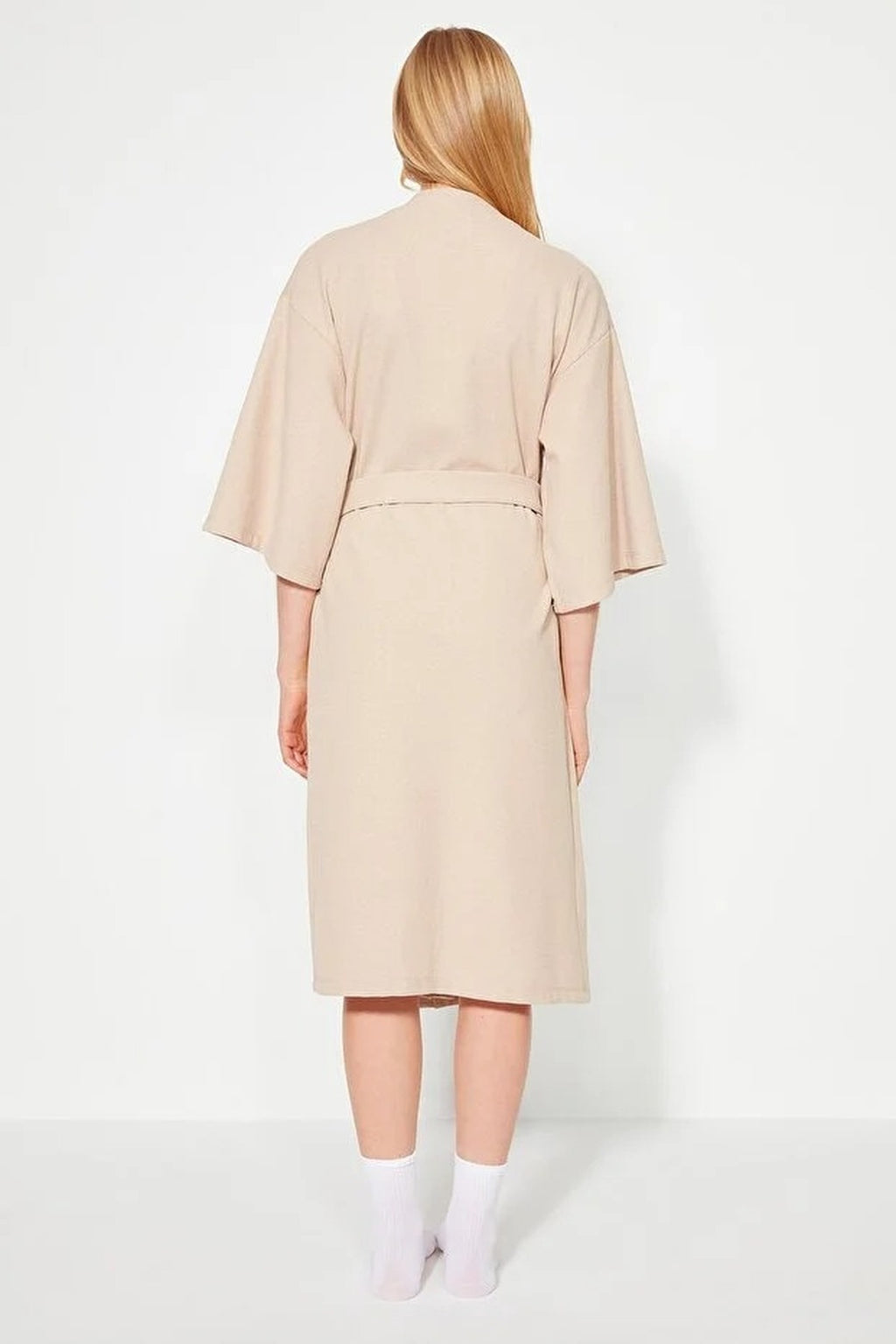 Textured Knit Dressing Gown with Belt