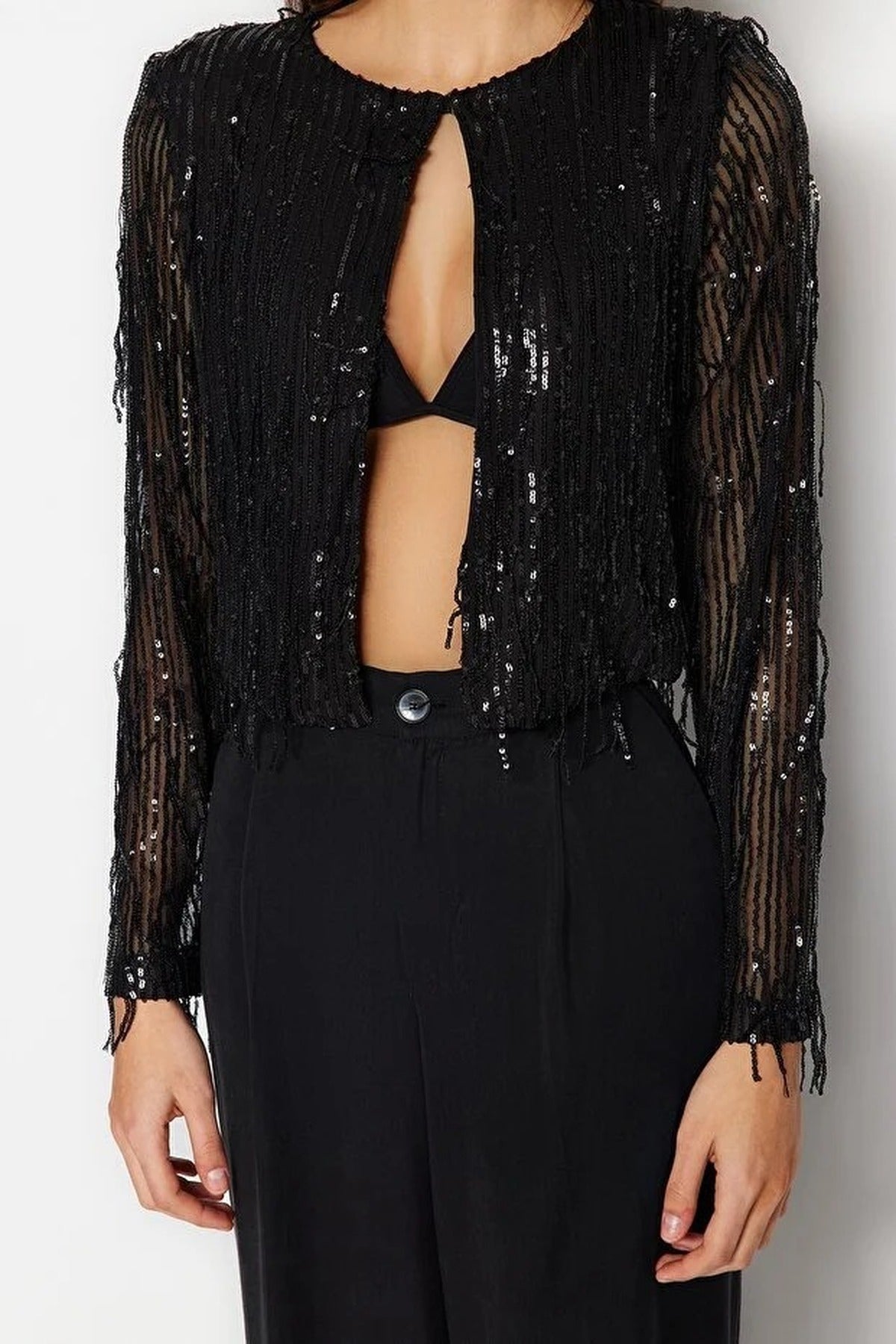 Lined Glitter Sequin Jacket