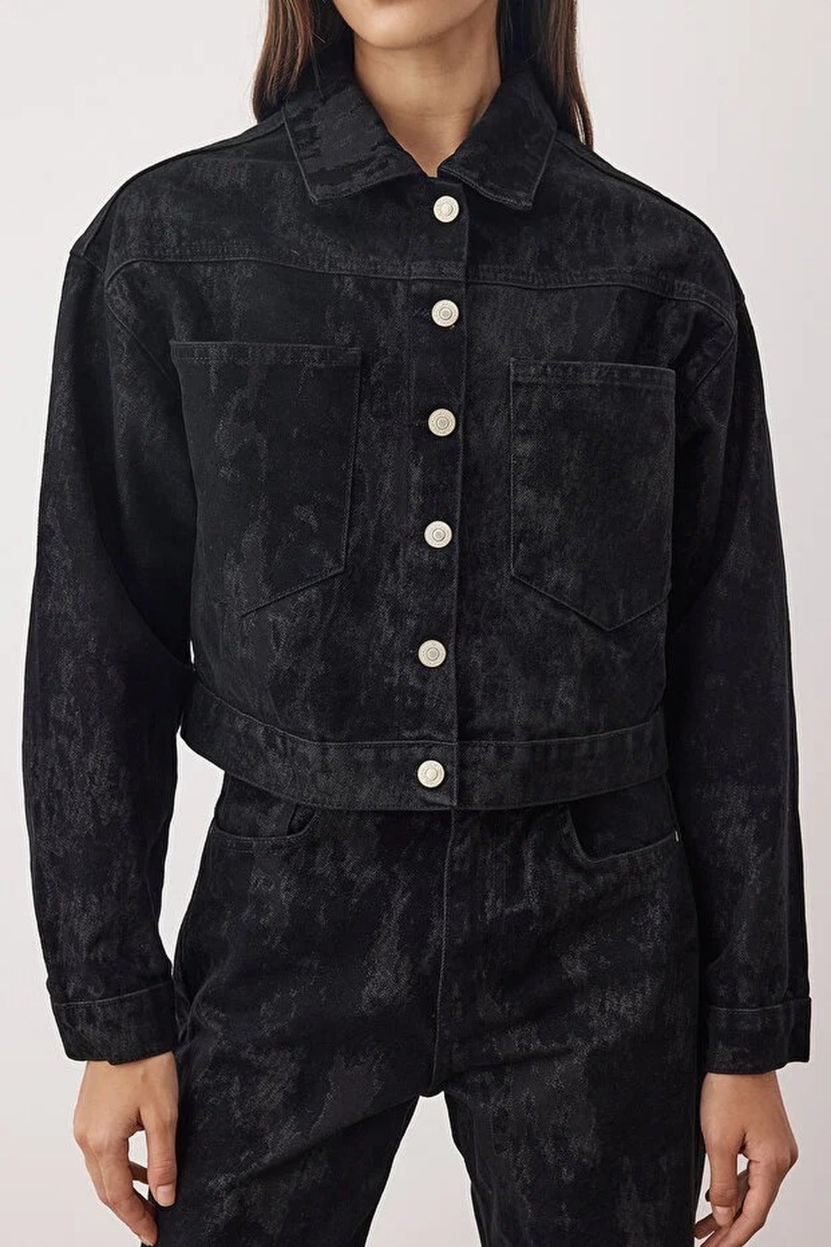 Suede-Look Basic Denim Jacket