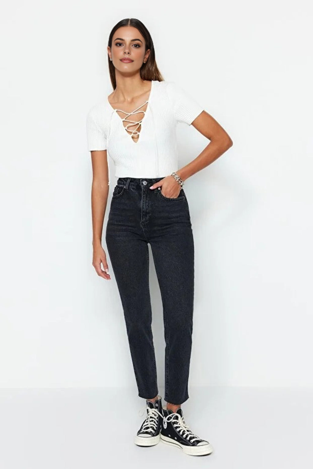 High Waist Slim Mom Jeans