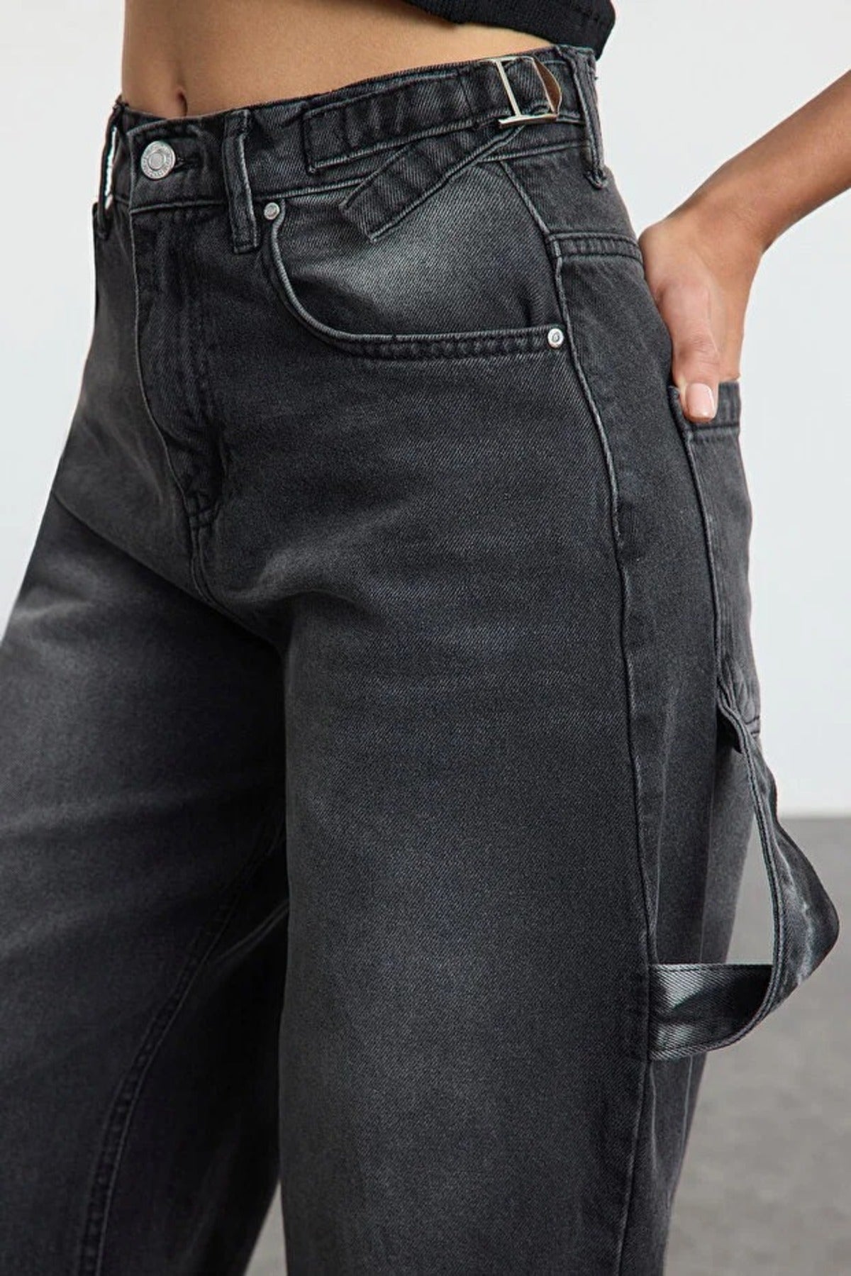 High Waist Carpenter Loose Baggy Jeans