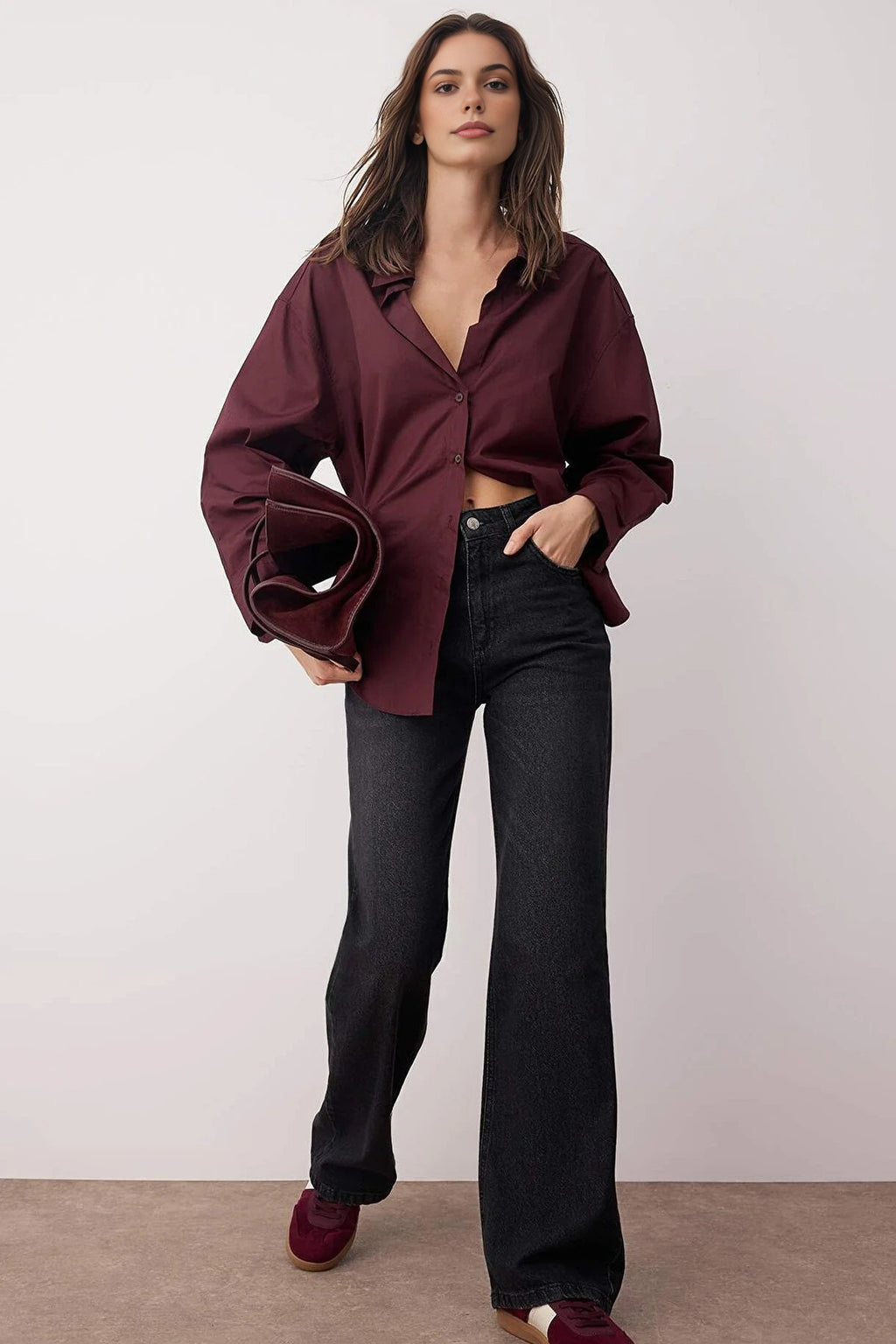 High Waist Wide Leg Smoke Jean