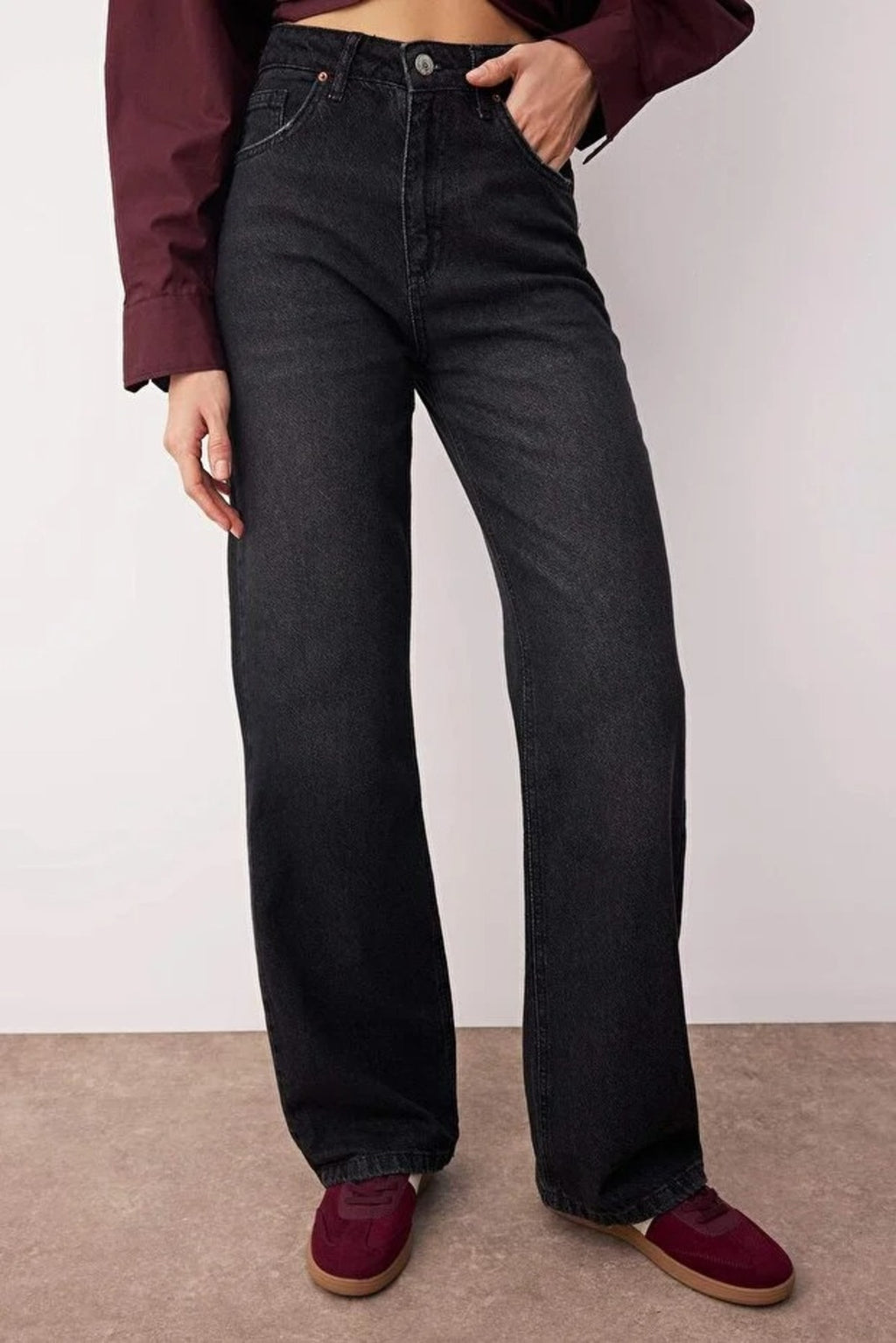 High Waist Wide Leg Smoke Jean