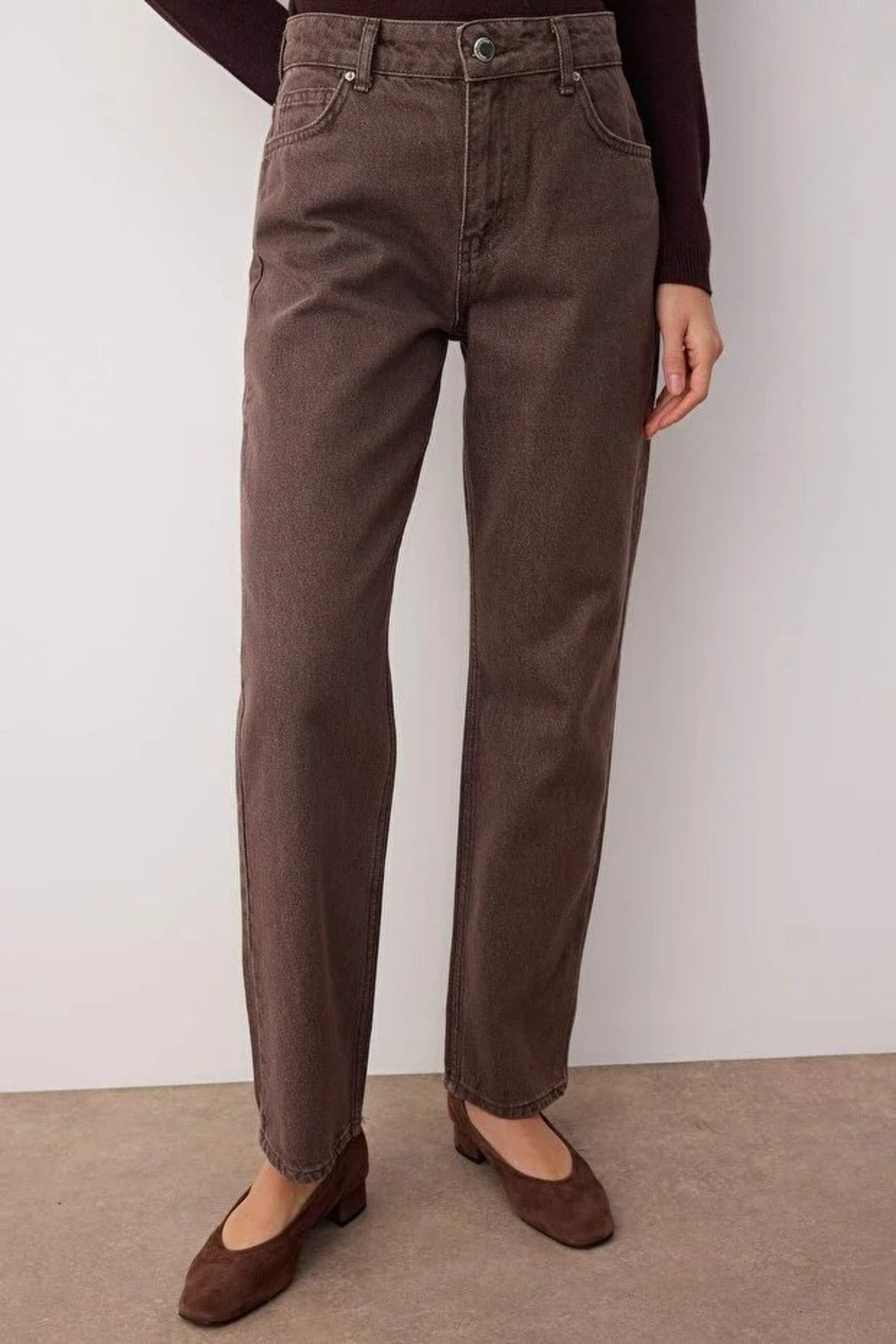 Vintage Wash High Waist Straight Leg Jean