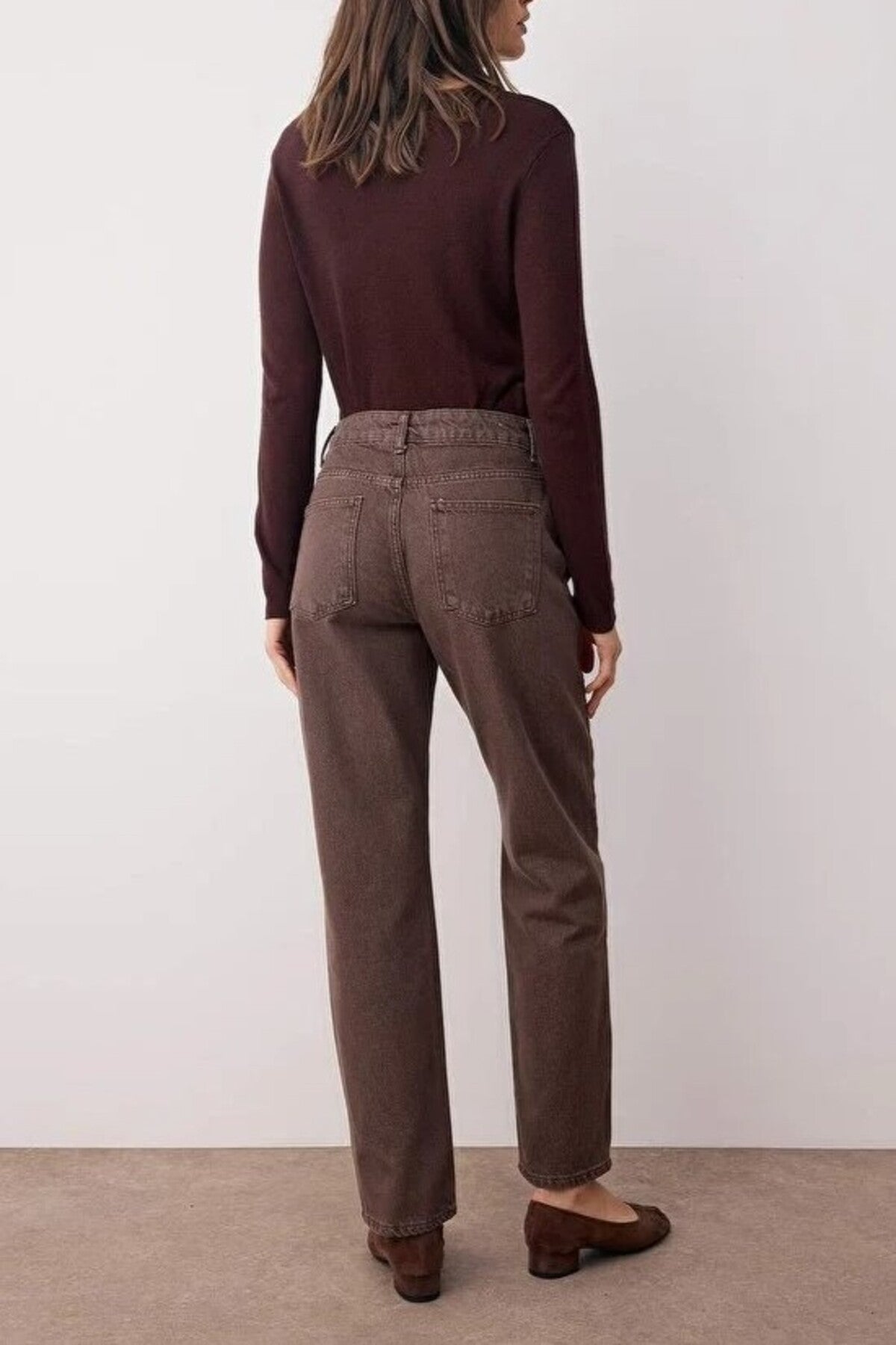 Vintage Wash High Waist Straight Leg Jean