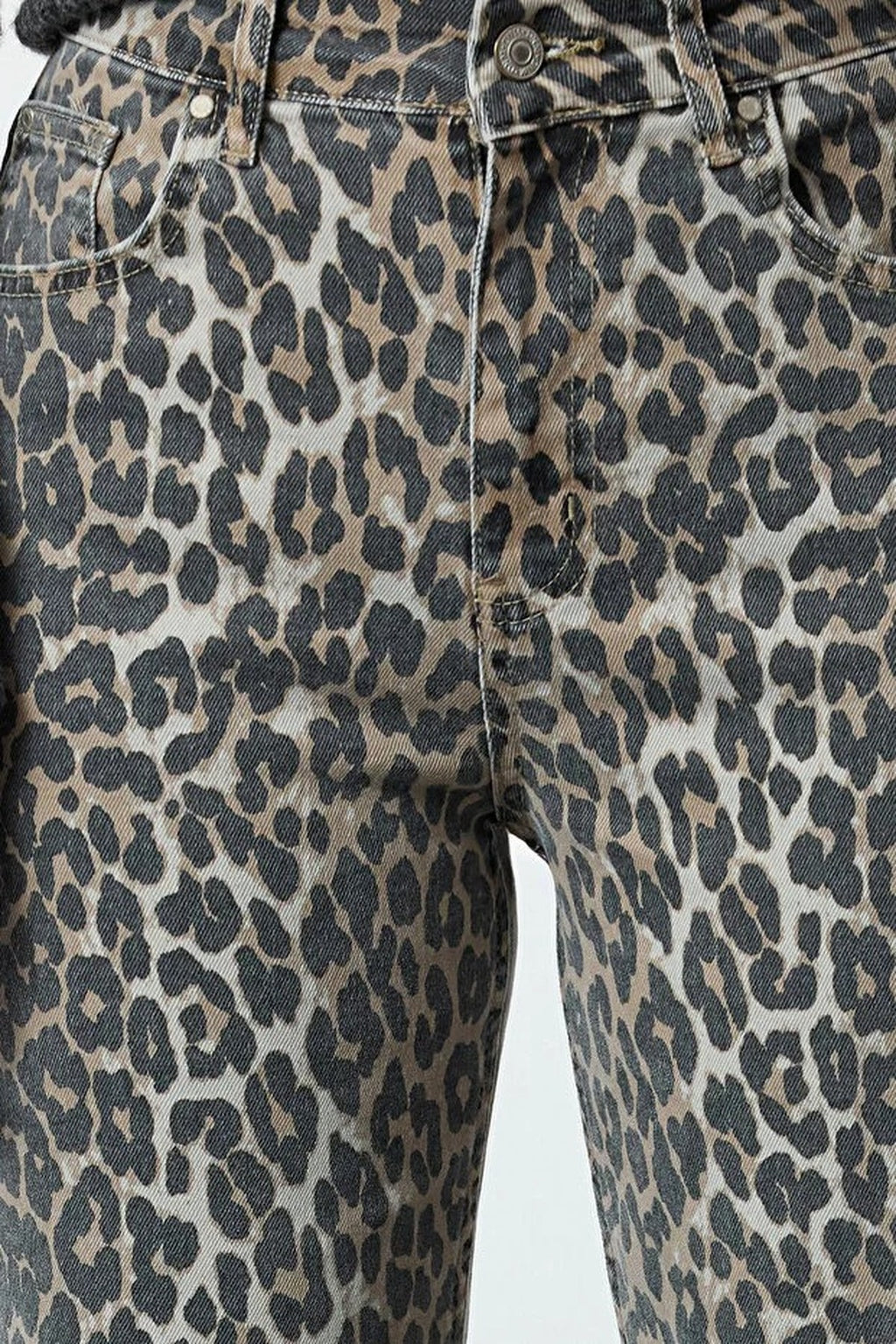 Leopard Print High Waist Wide Leg Jeans