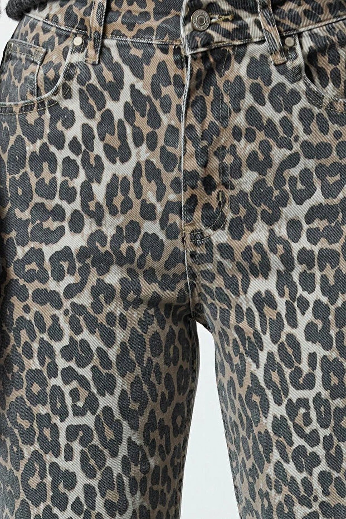 Leopard Print High Waist Wide Leg Jeans