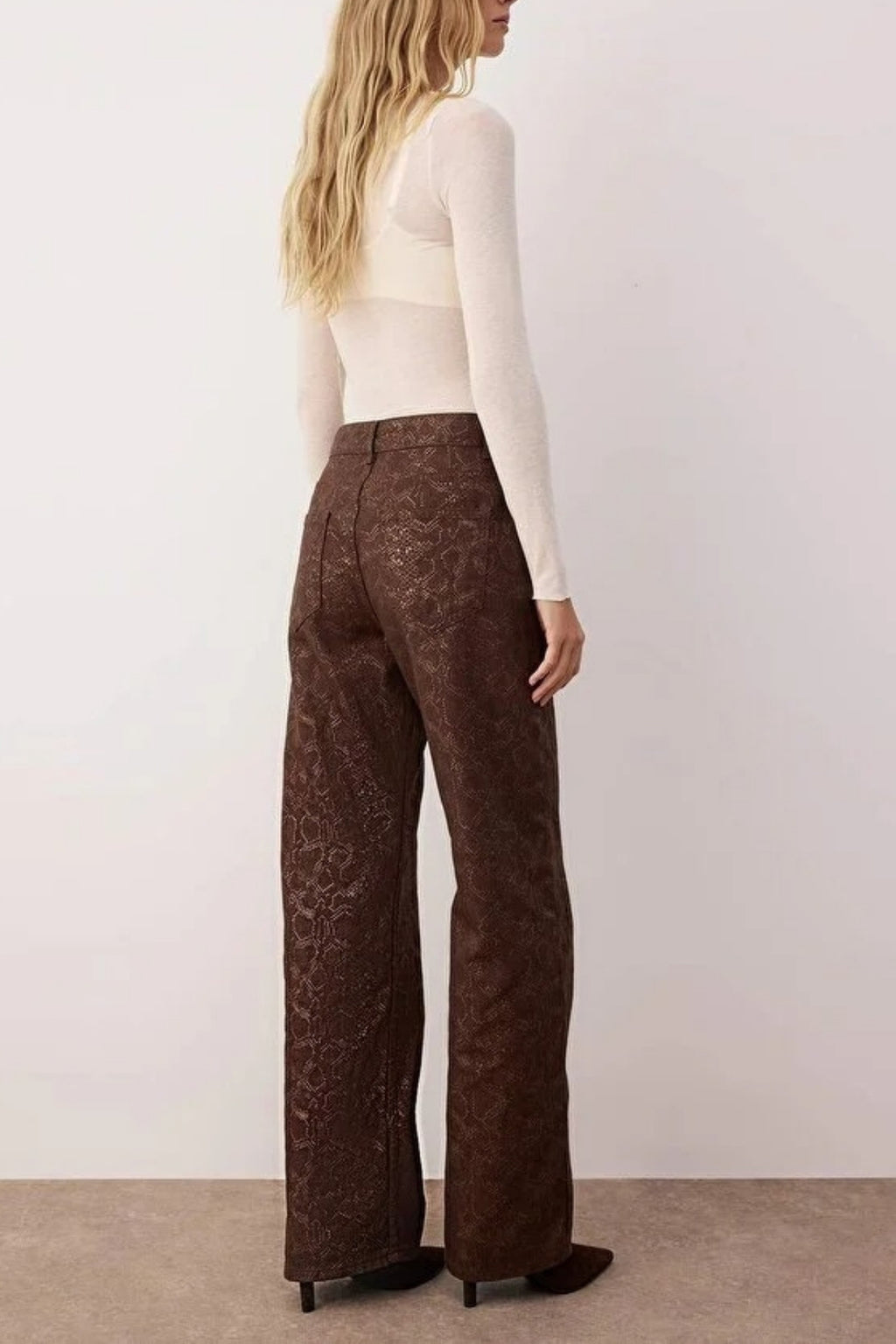Snake Print High Waist Wide Leg Jeans
