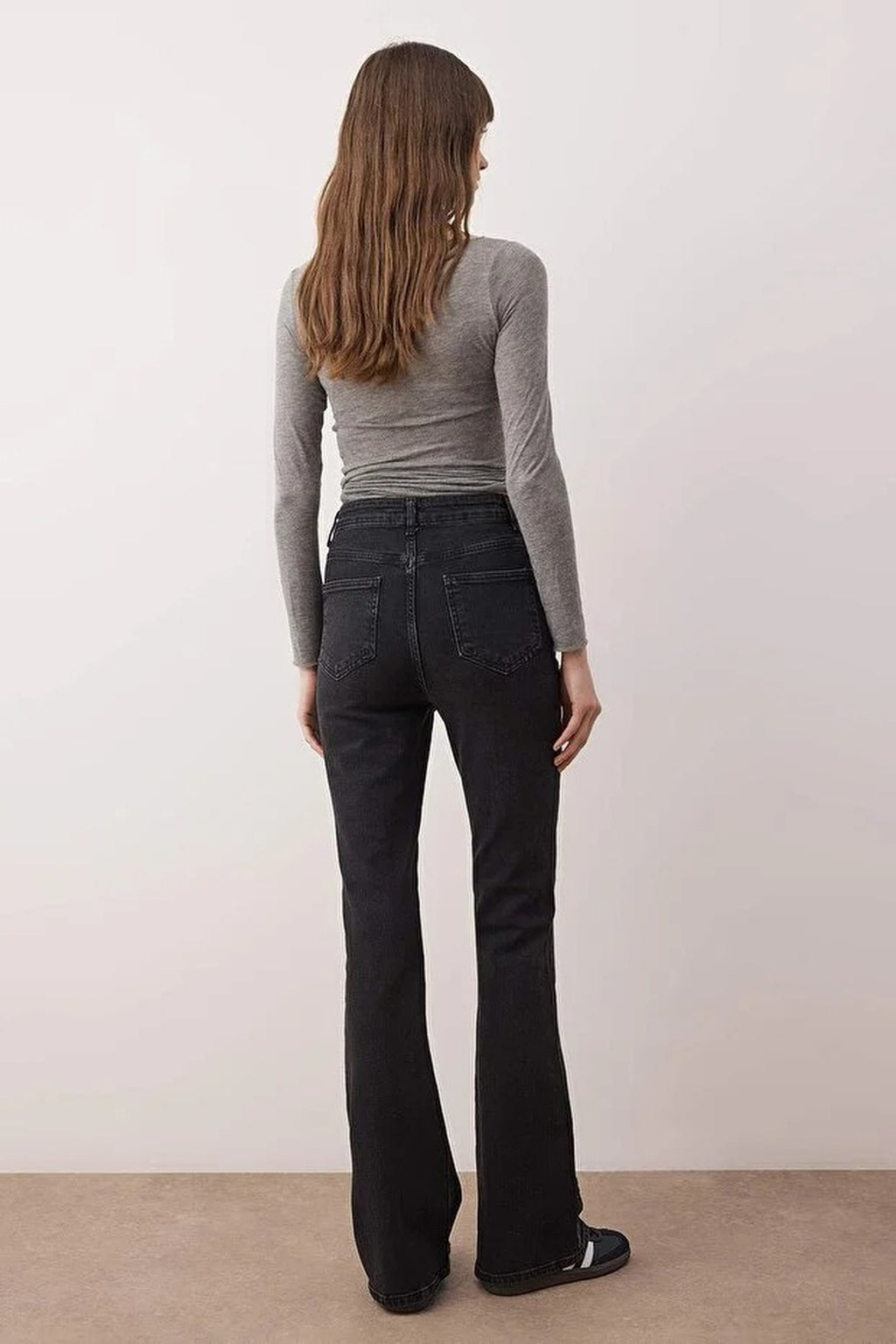 Faded Effect Vintage Regular Waist Flared Jeans