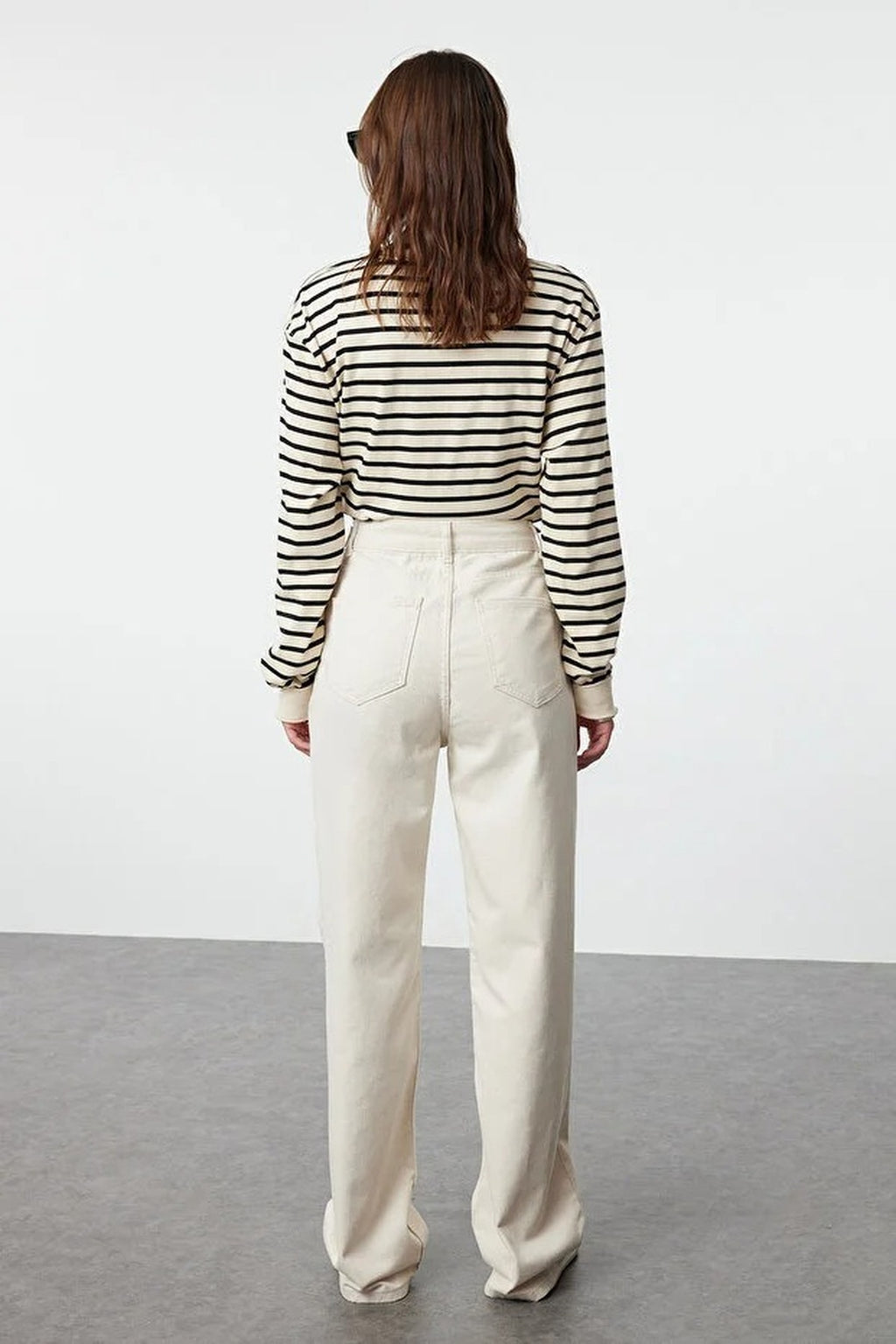 High Waist Wide Leg Jeans with Waist Detail