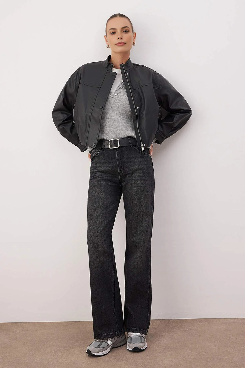 Faded Effect Vintage High Waist Wide Leg Jeans