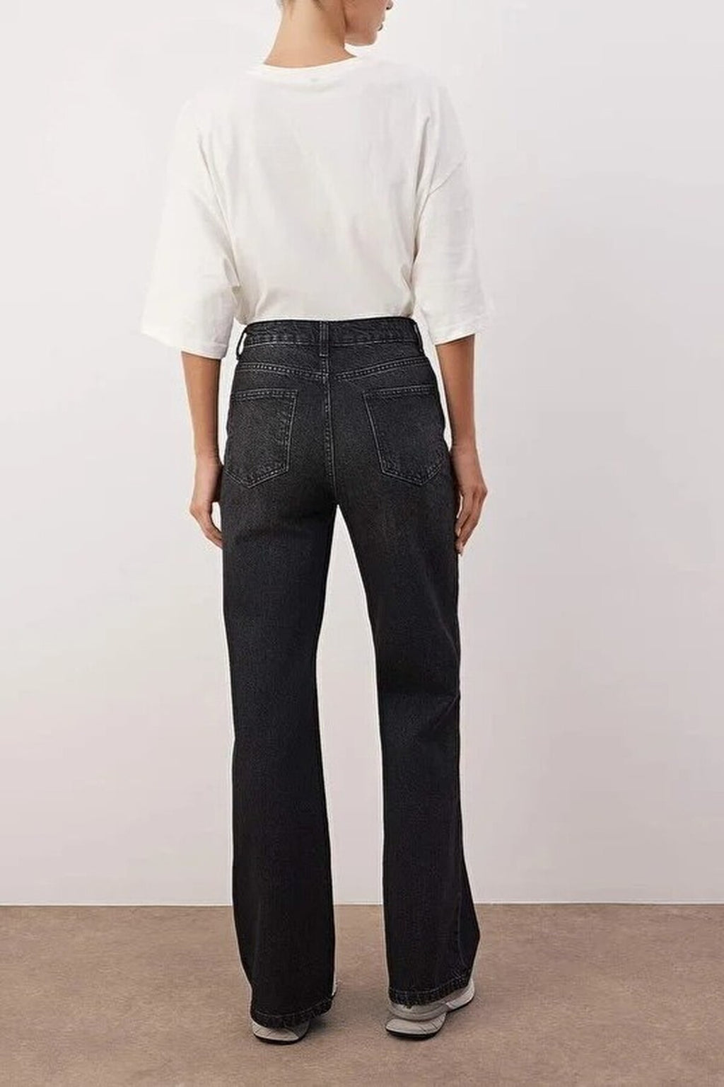 Faded Effect Vintage High Waist Wide Leg Jeans