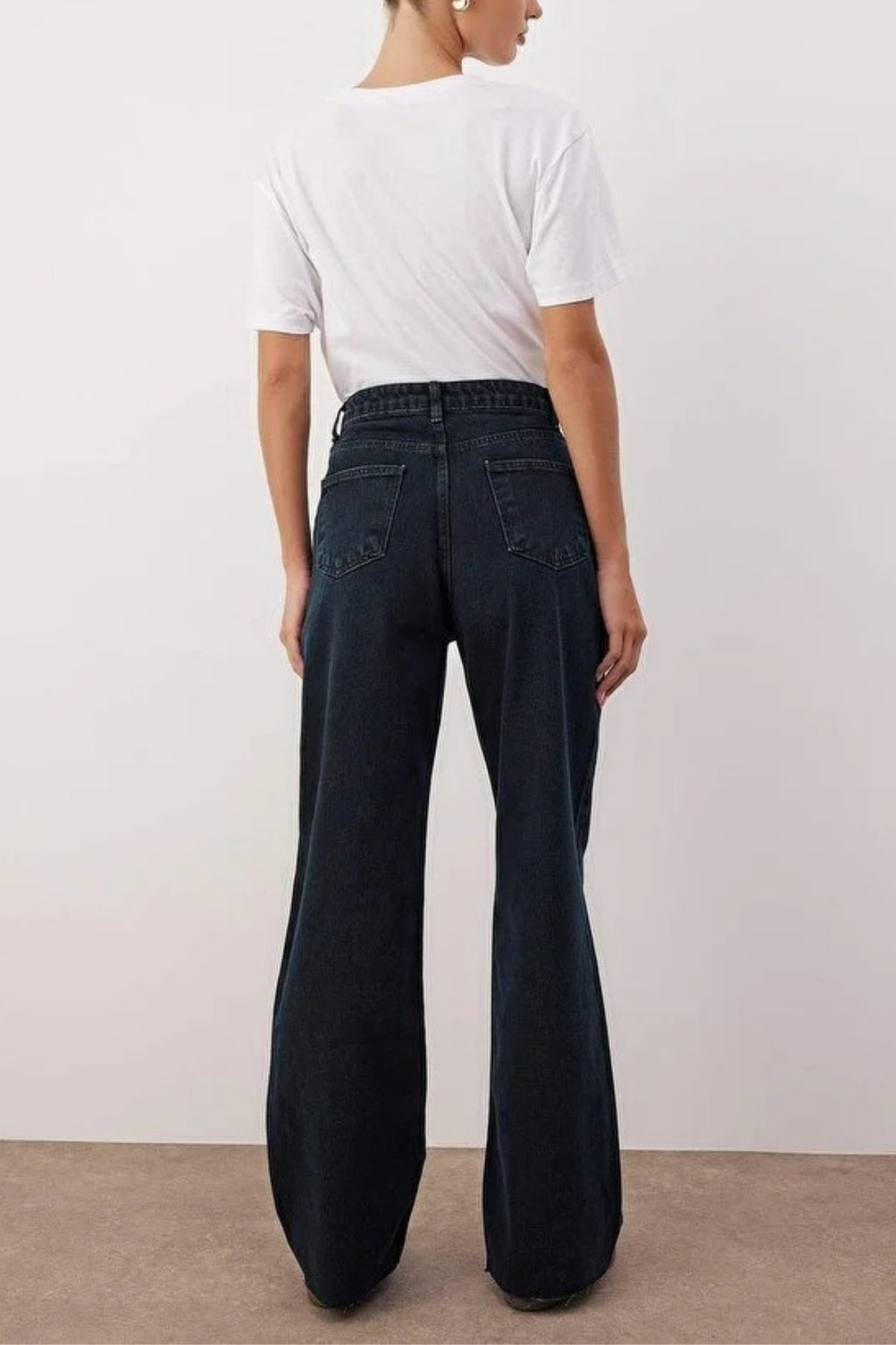High Waist Wide Leg Jeans with Cut-Out Legs
