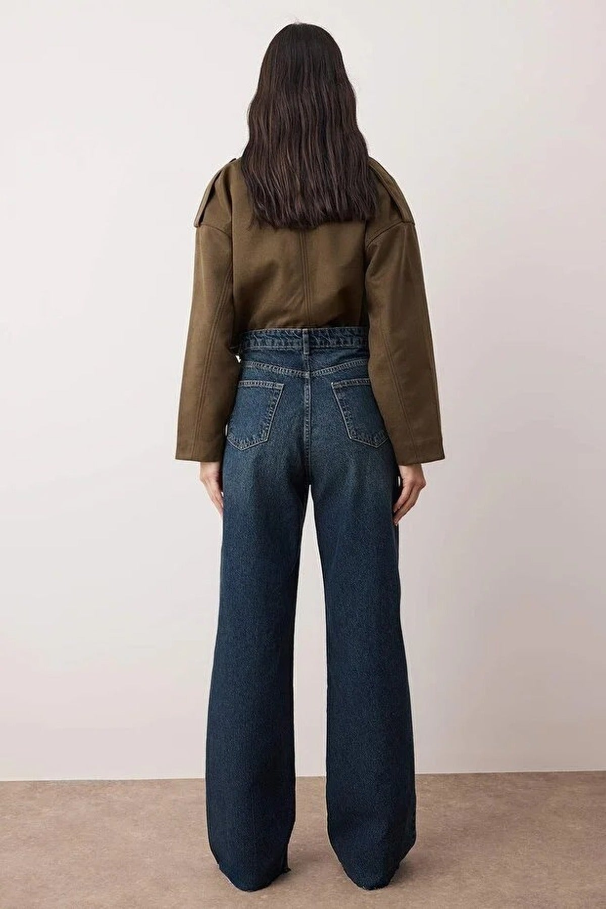 High Waist Wide Leg Jeans with Cut-Out Legs