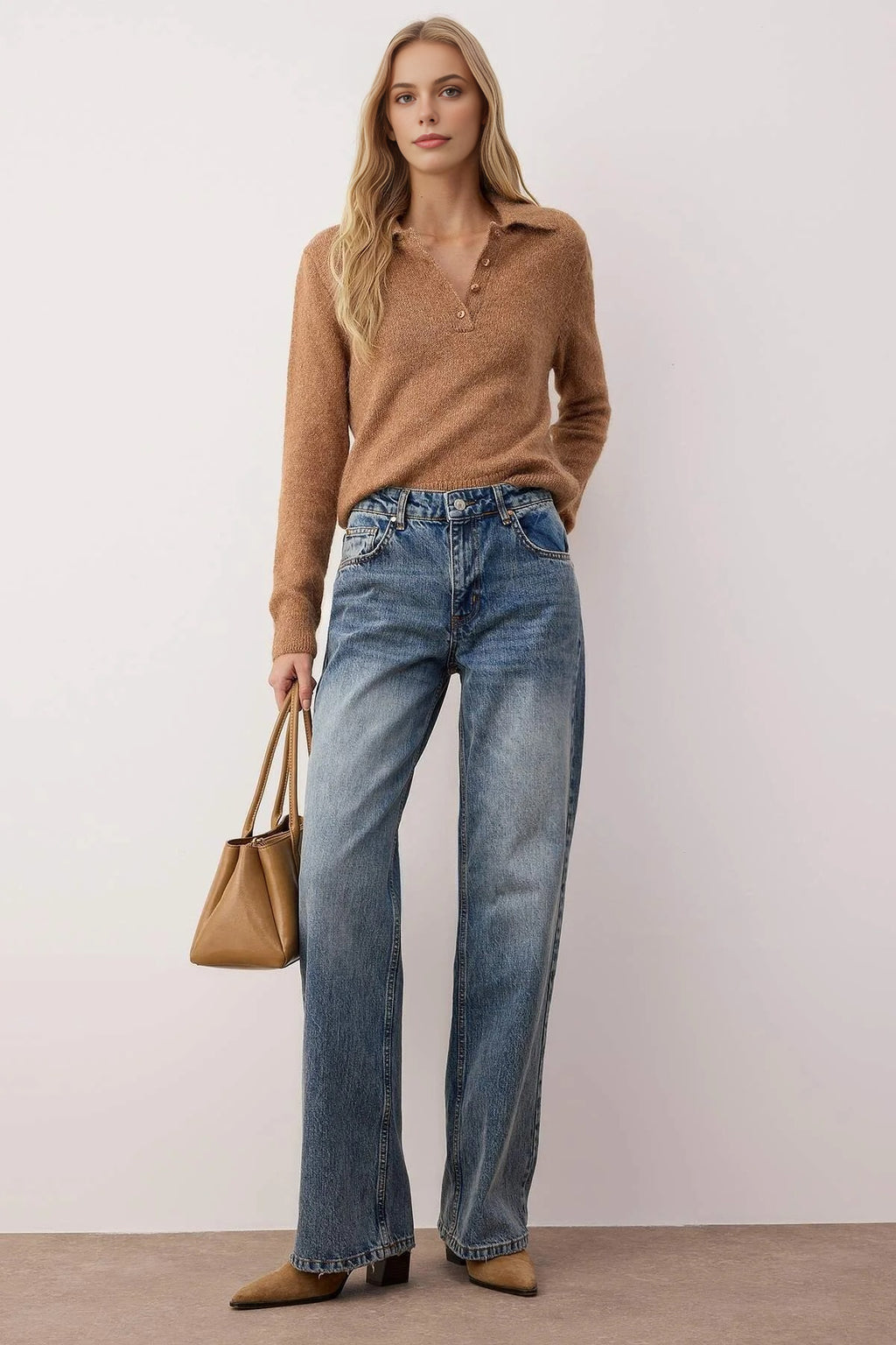 Normal Waist Wide Leg Jeans