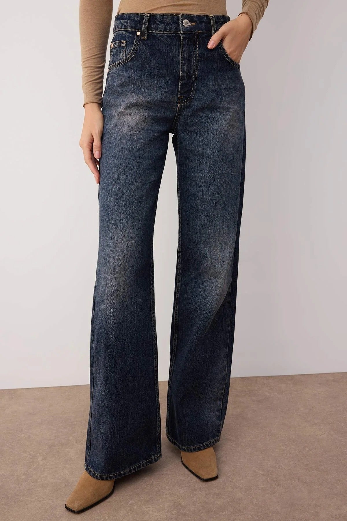 Normal Waist Wide Leg Jeans