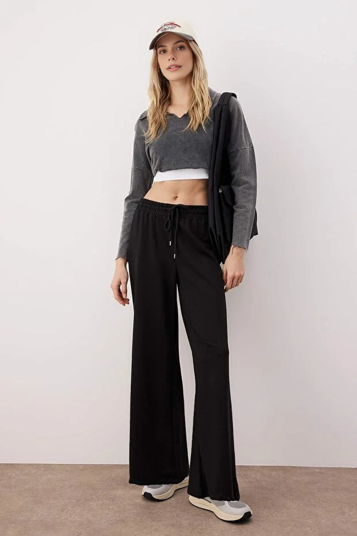 Cotton Wide Leg Thin Knit Jogger