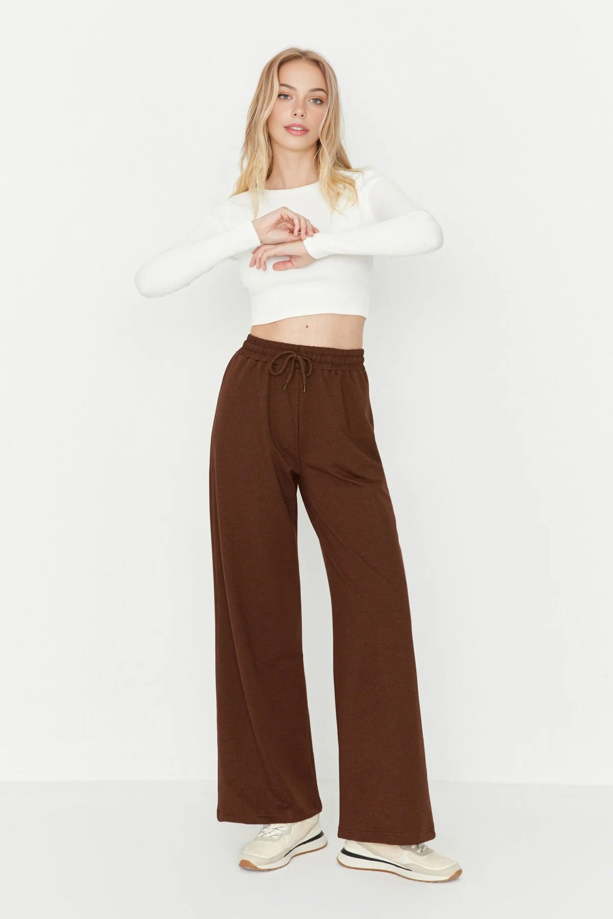 Cotton Wide Leg Thin Knit Jogger