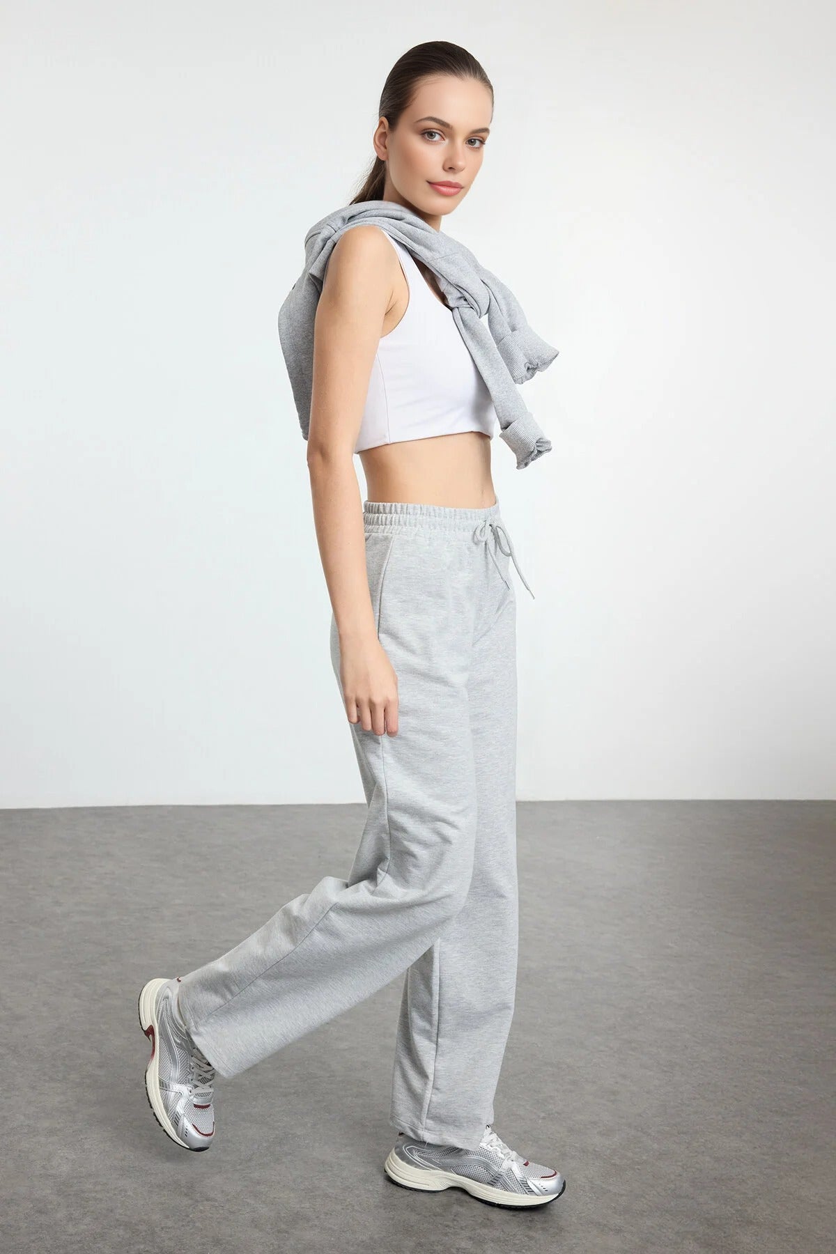 Cotton Wide Leg Thin Knit Jogger