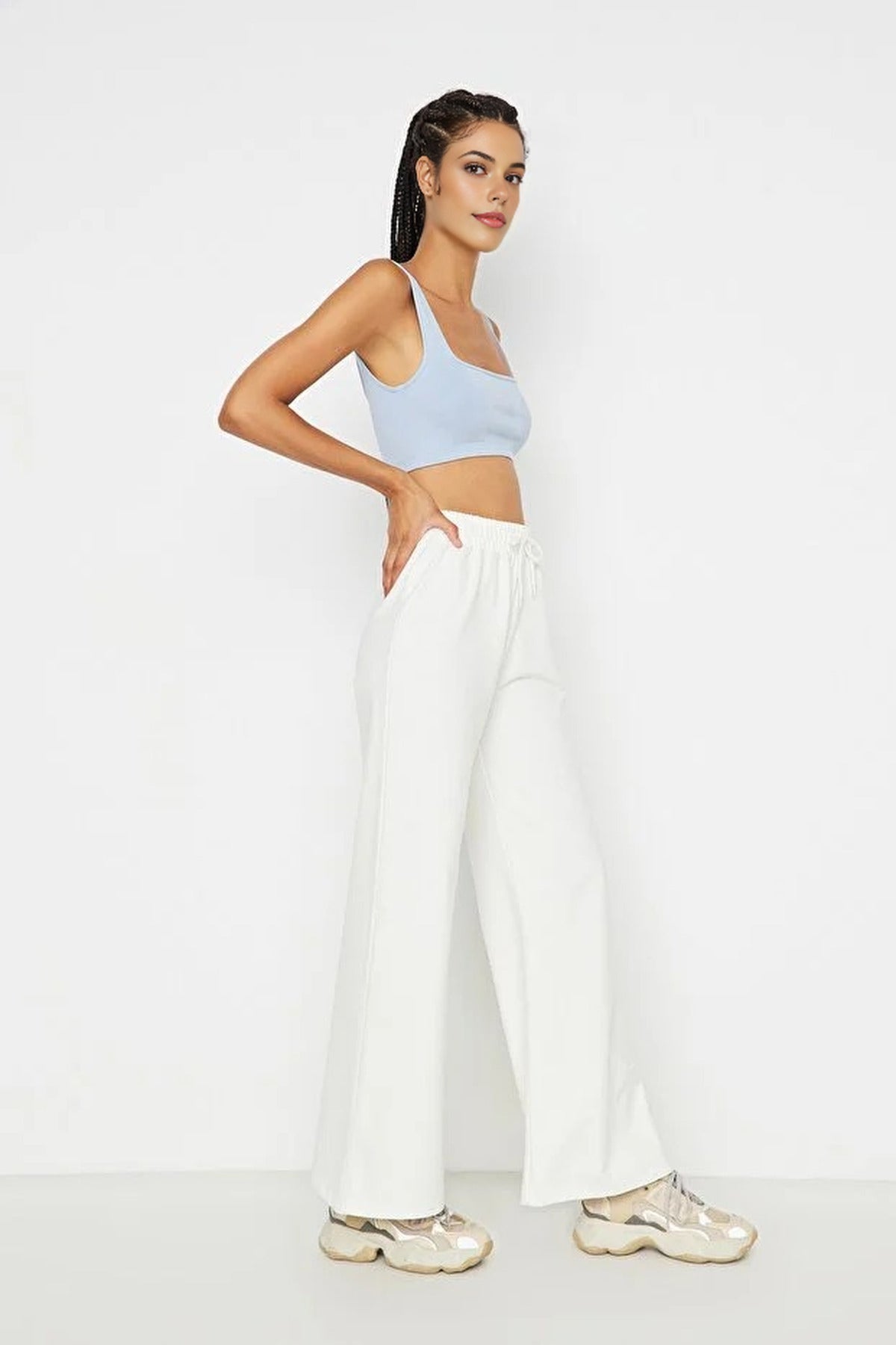 Cotton Wide Leg Thin Knit Jogger