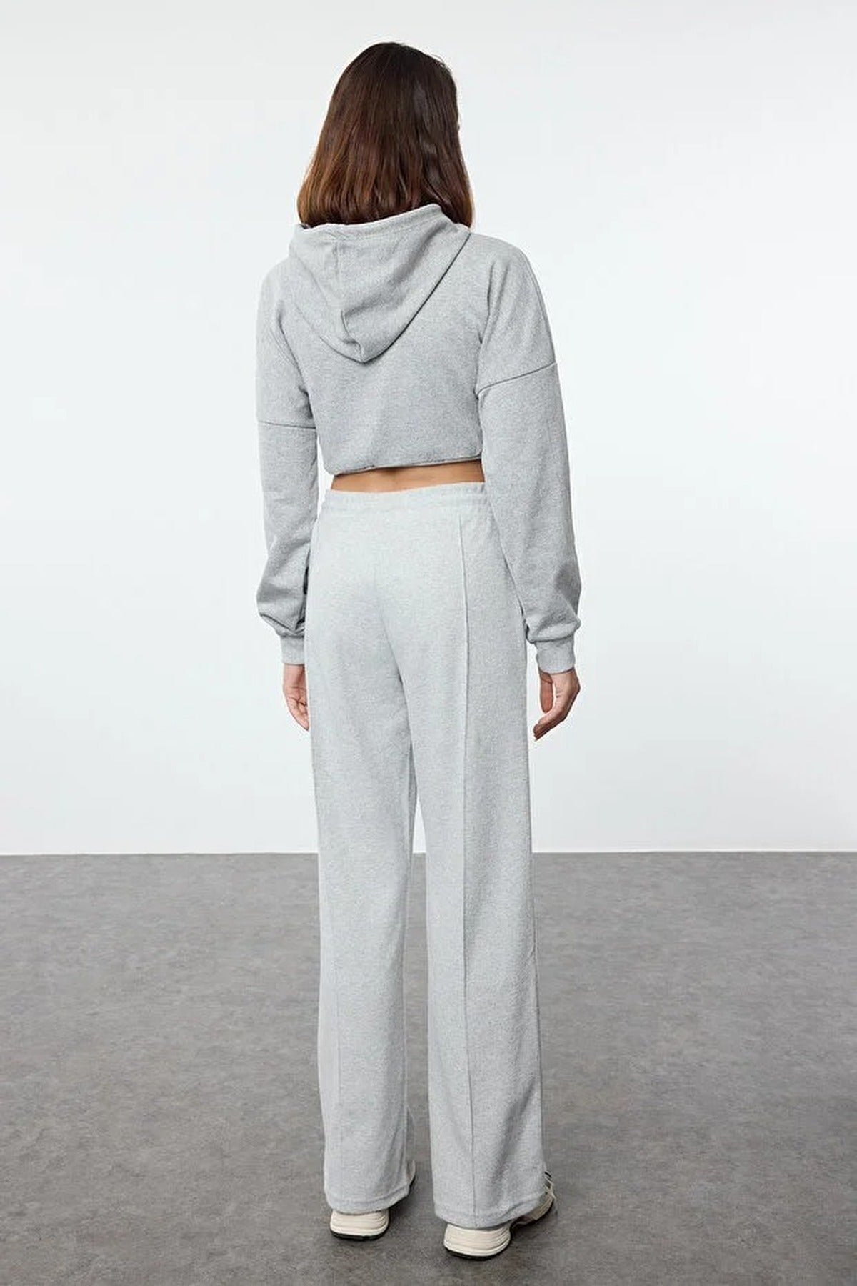 Wide Knit Jogger with Ribbed Detail and Pockets