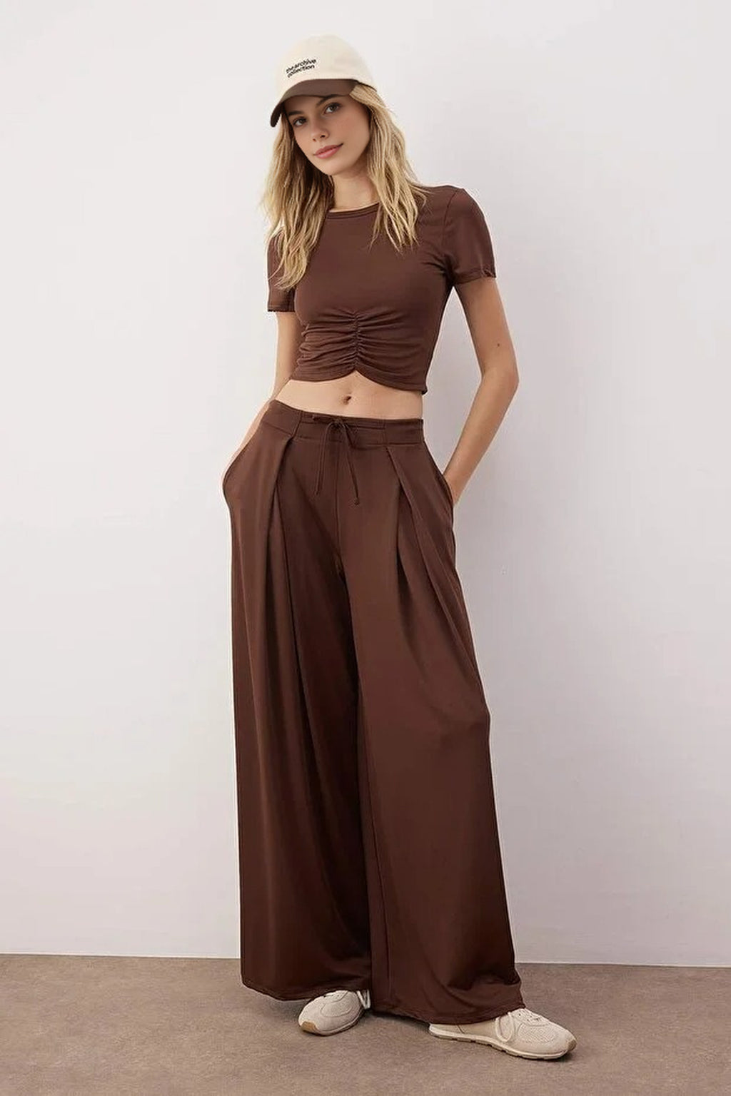 Pleated Scuba Fabric Sport Knit Jogger