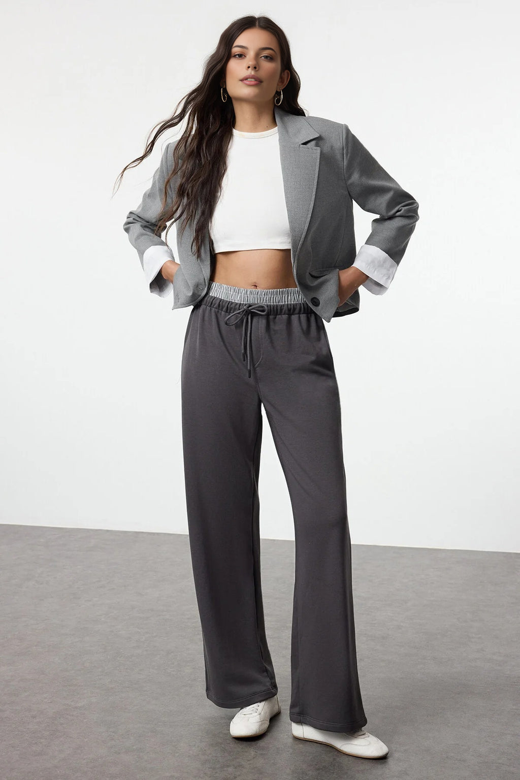 Straight Knit Jogger with Elastic Waist Detail