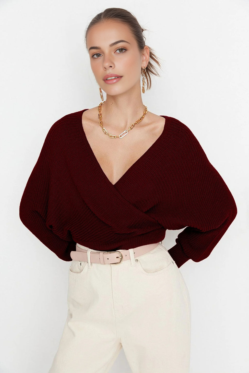 Wrap Front Knitted Jumper