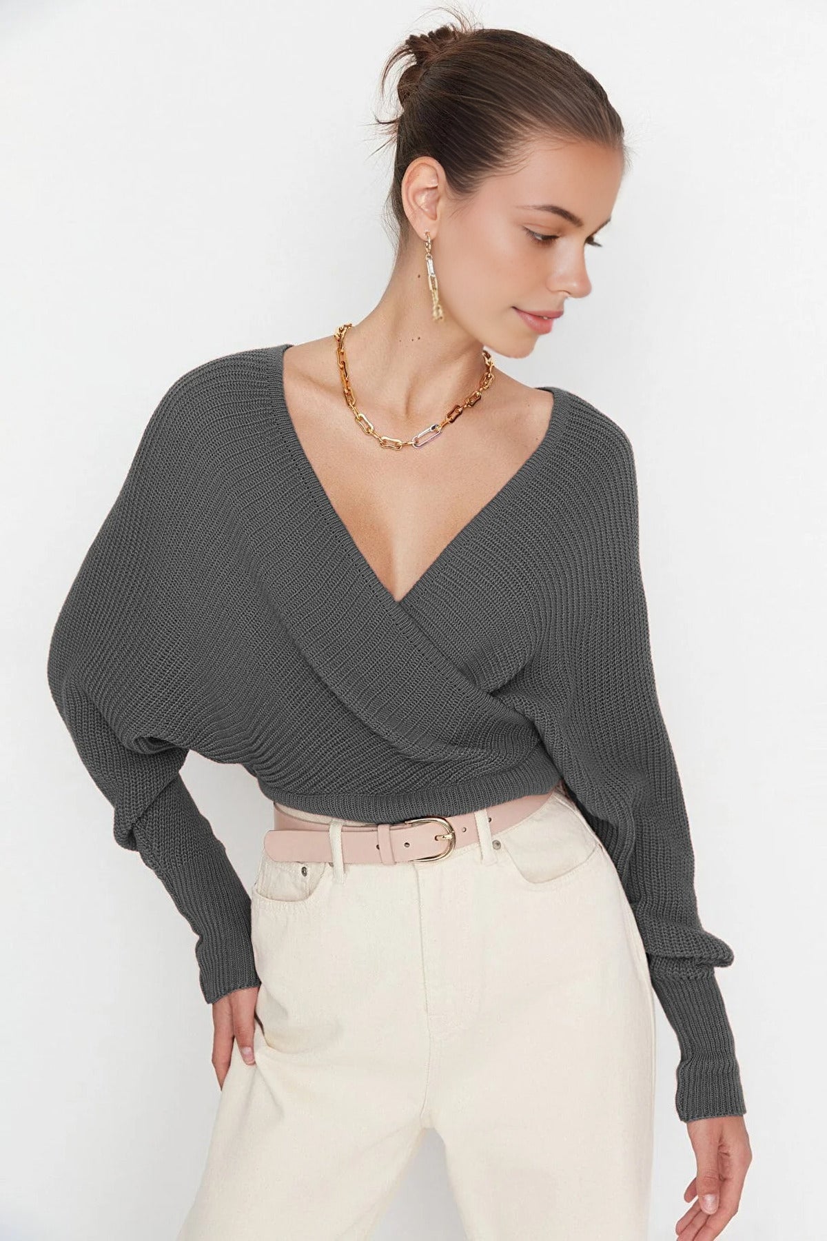 Wrap Front Knitted Jumper