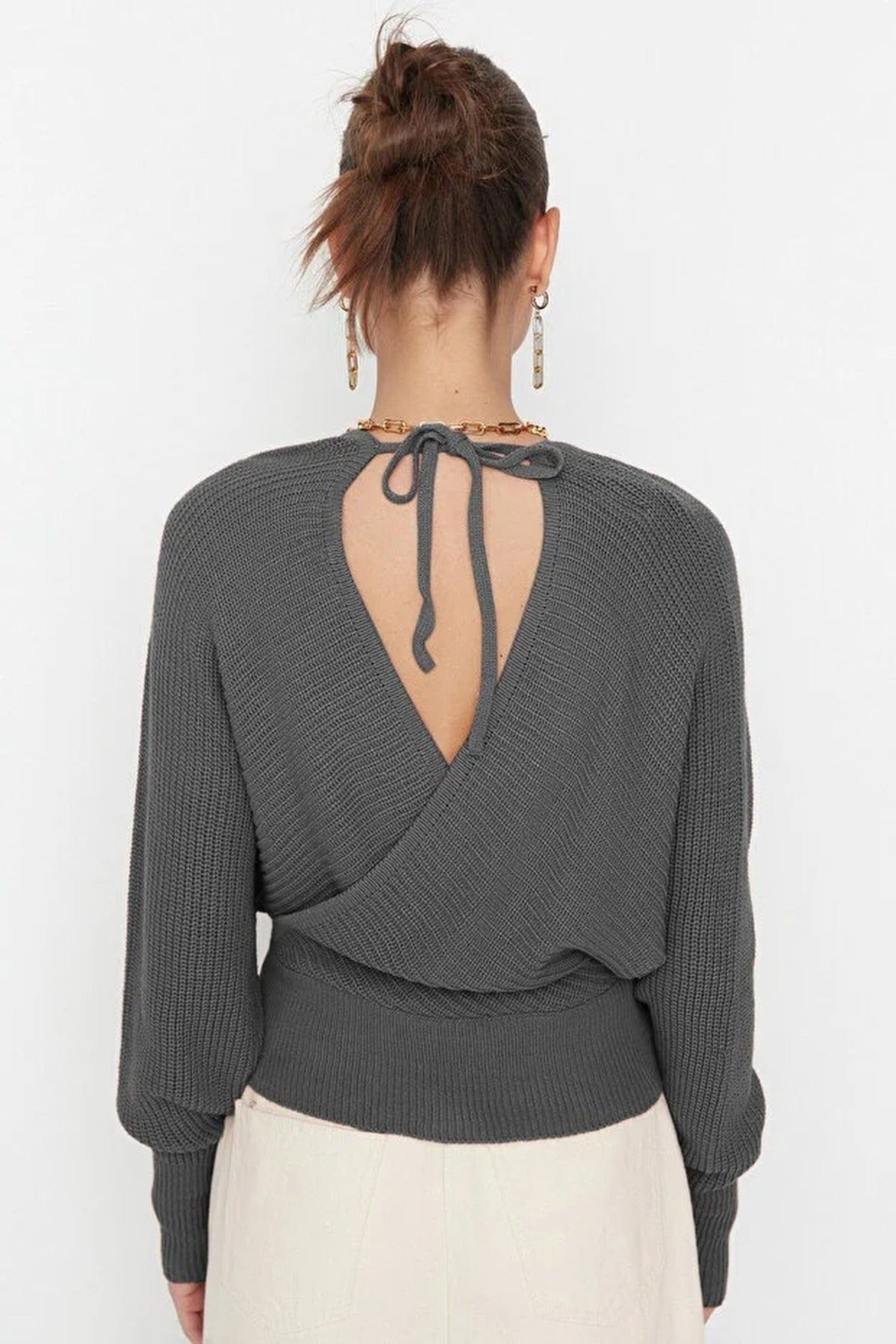 Wrap Front Knitted Jumper