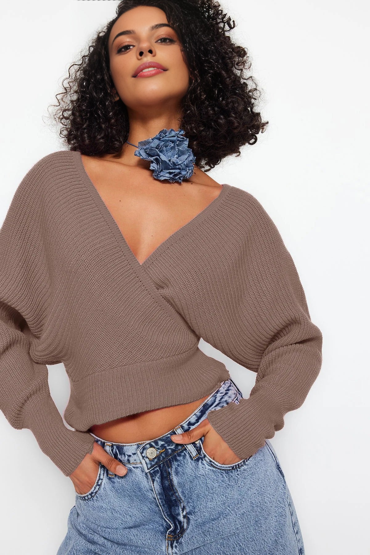 Wrap Front Knitted Jumper