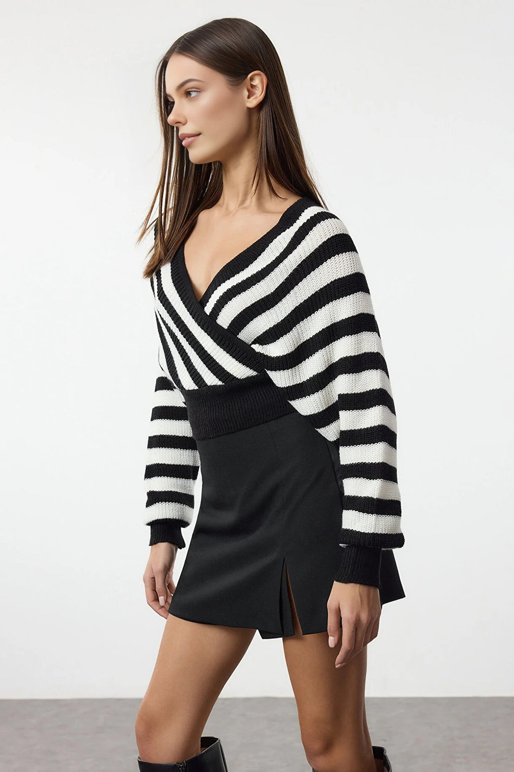 Wrap Front Knitted Jumper