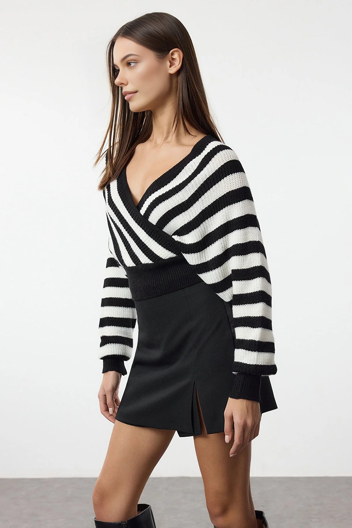 Wrap Front Knitted Jumper