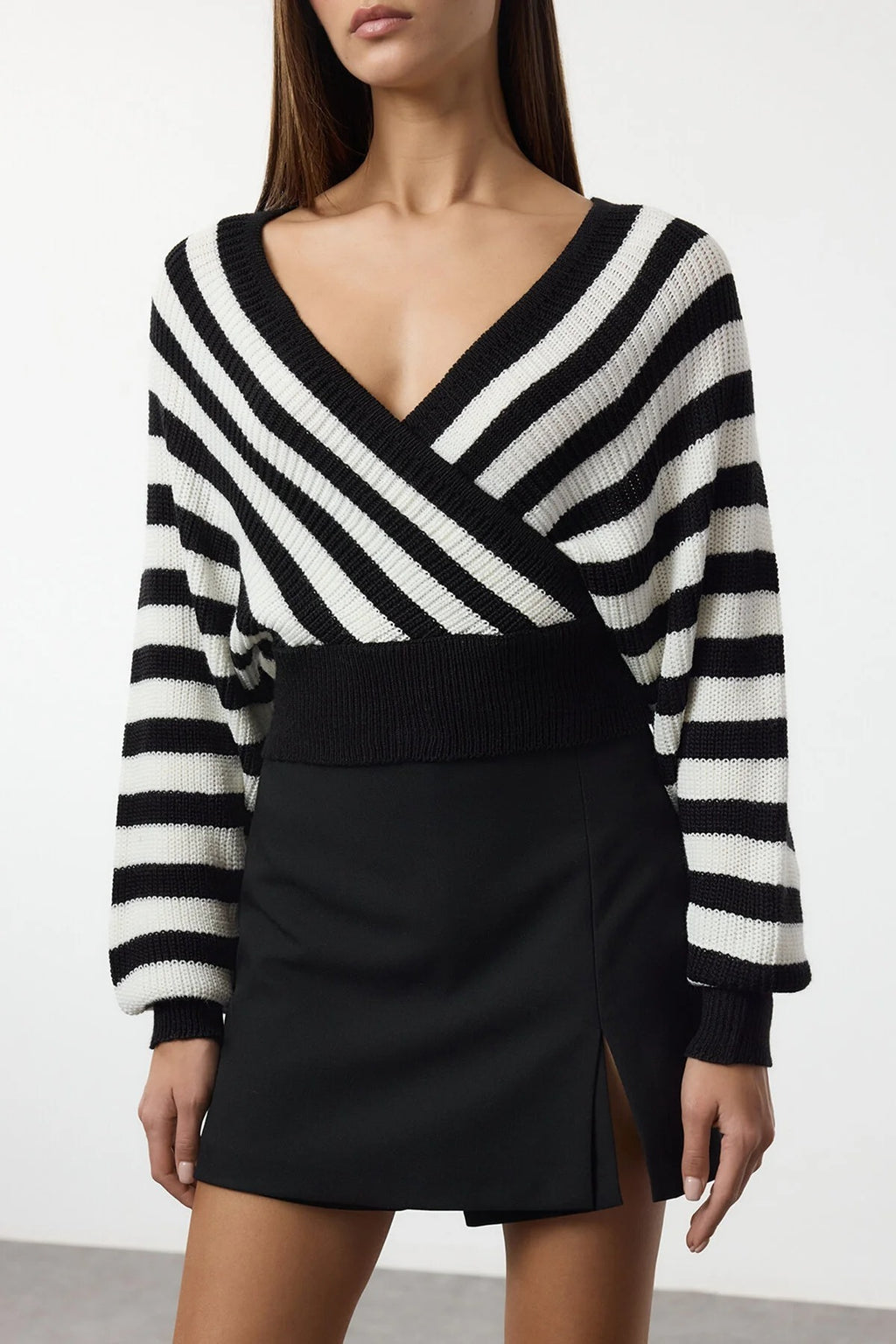 Wrap Front Knitted Jumper