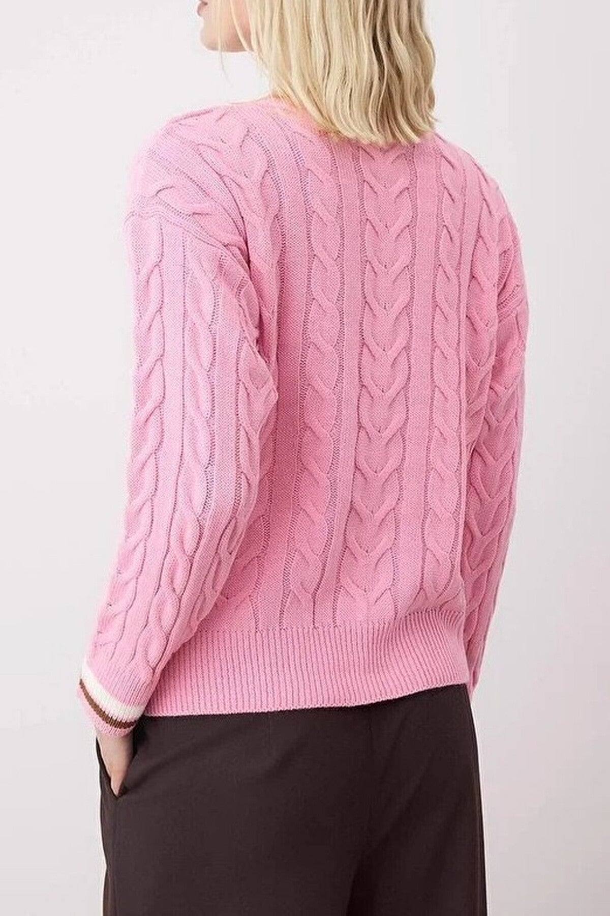 Cable Knit V Neck Jumper