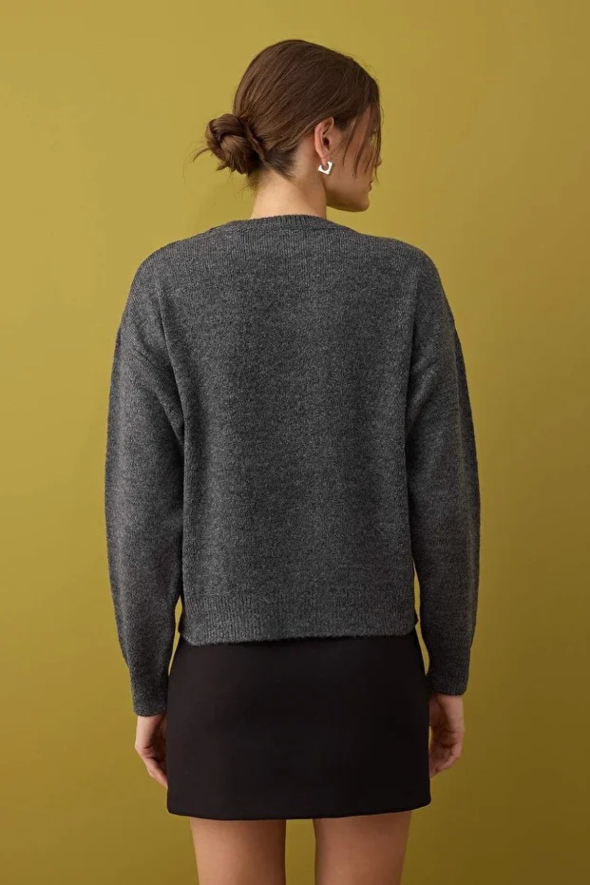 Soft-Textured Floral Patterned Knit Sweater