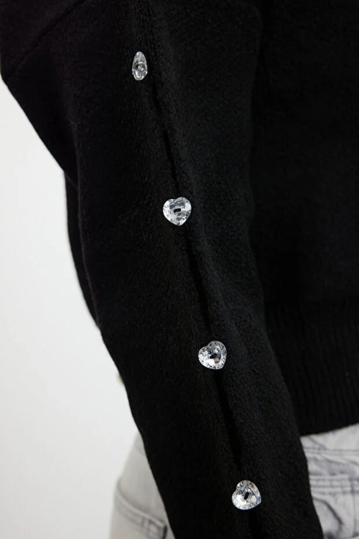 Soft Textured Button Detailed Knit Sweater