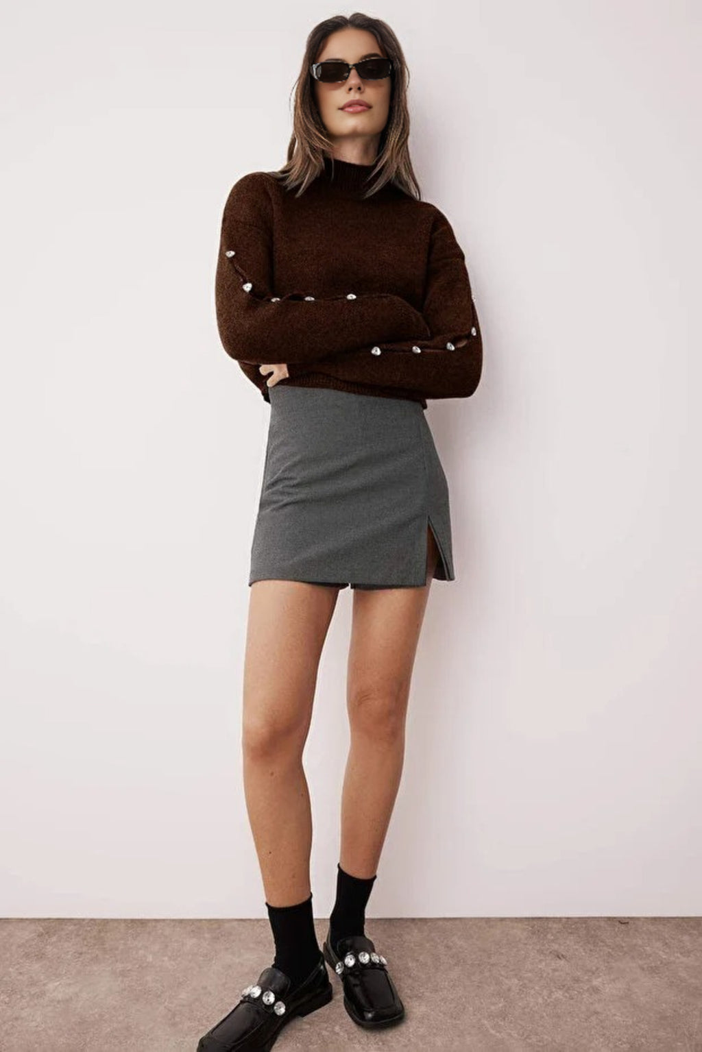 Soft Textured Button Detailed Knit Sweater