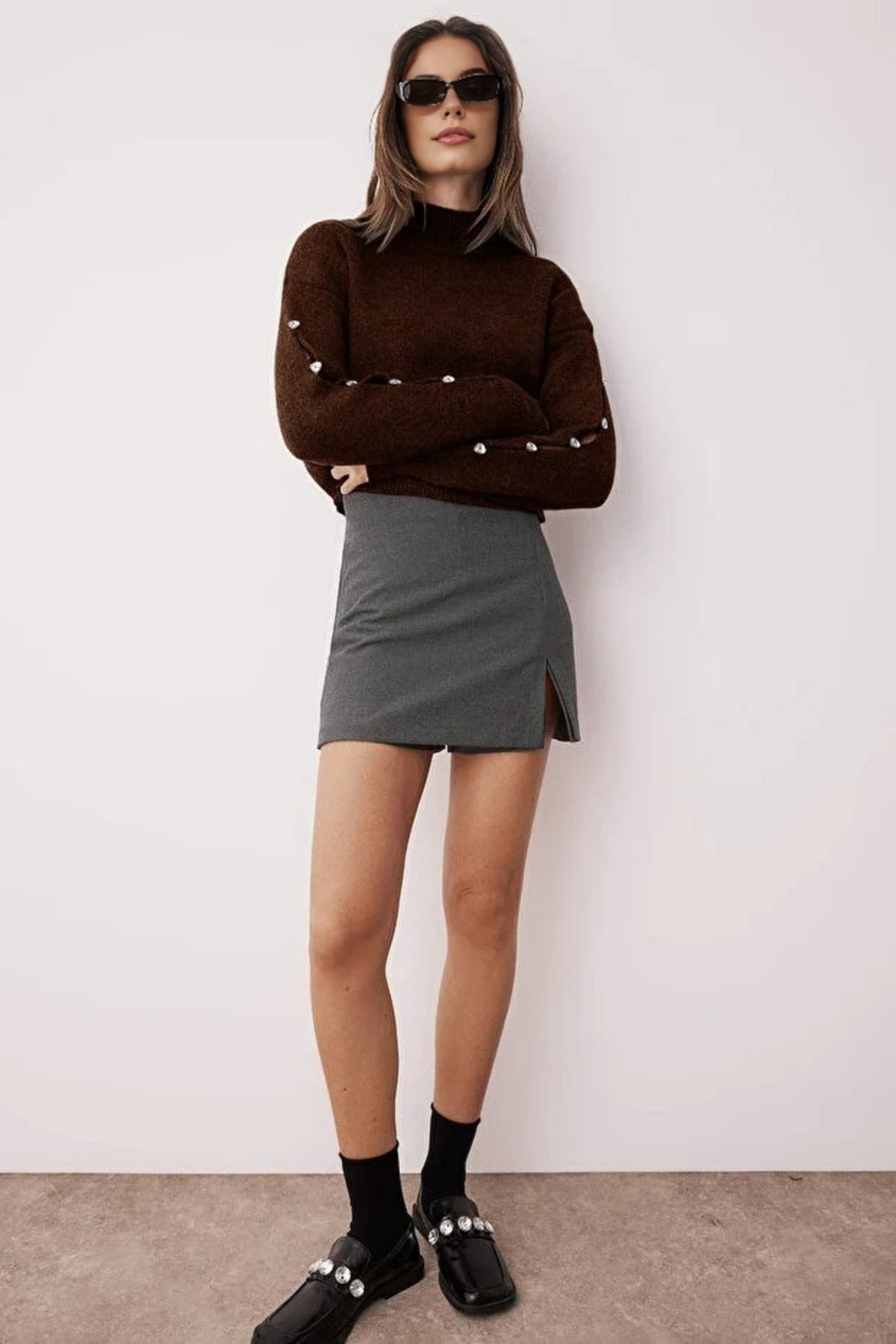 Soft Textured Button Detailed Knit Sweater