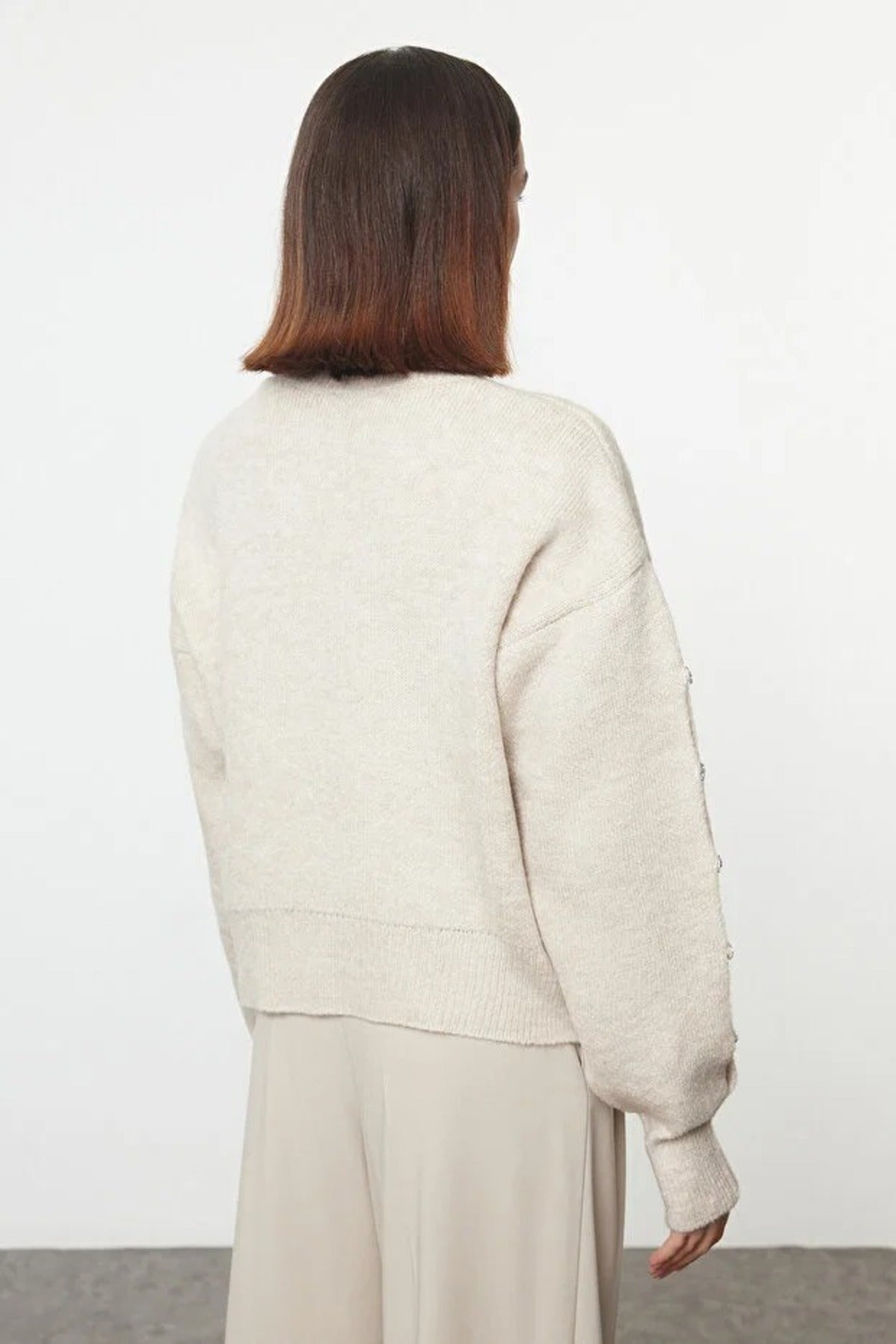 Soft Textured Button Detailed Knit Sweater