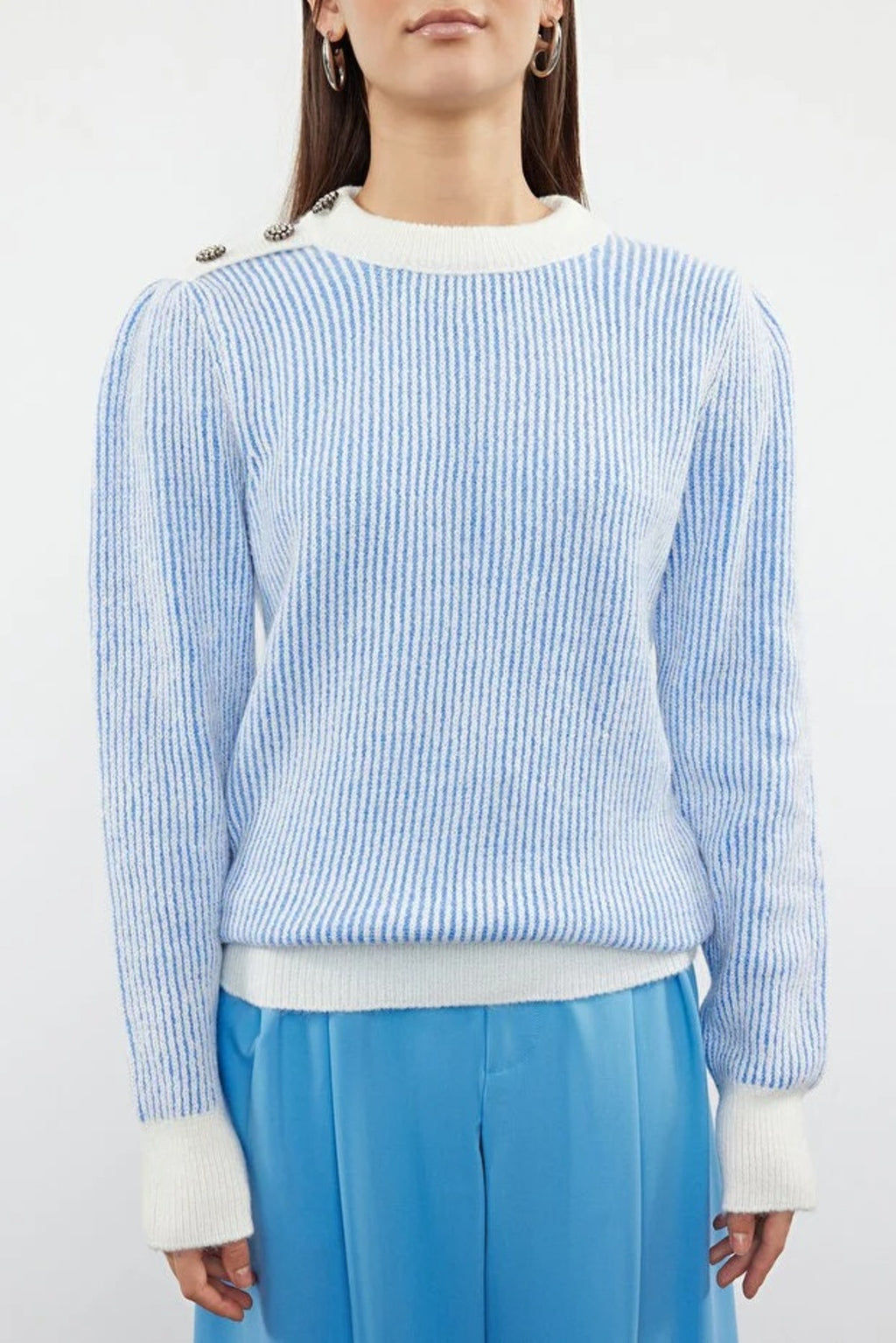 Soft Textured Knit Sweater with Button Details
