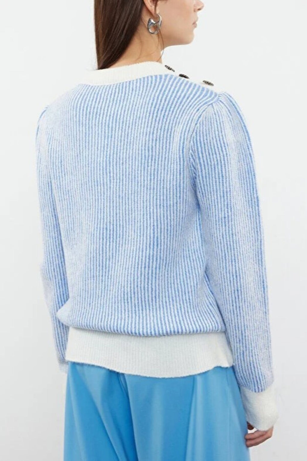 Soft Textured Knit Sweater with Button Details