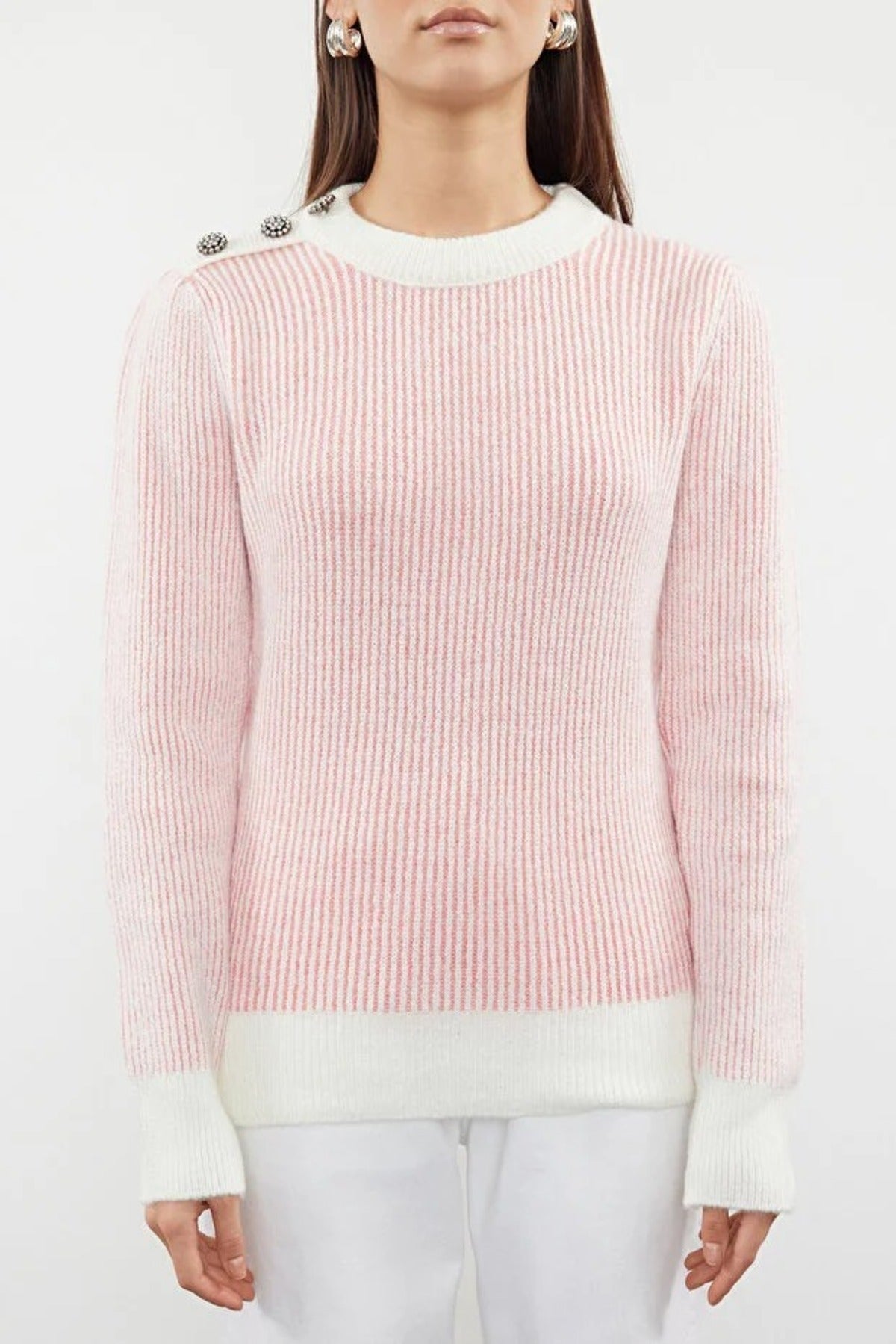Soft Textured Knit Sweater with Button Details