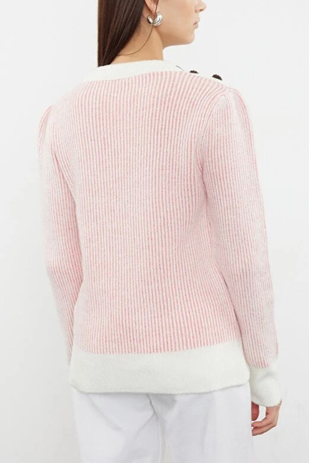 Soft Textured Knit Sweater with Button Details
