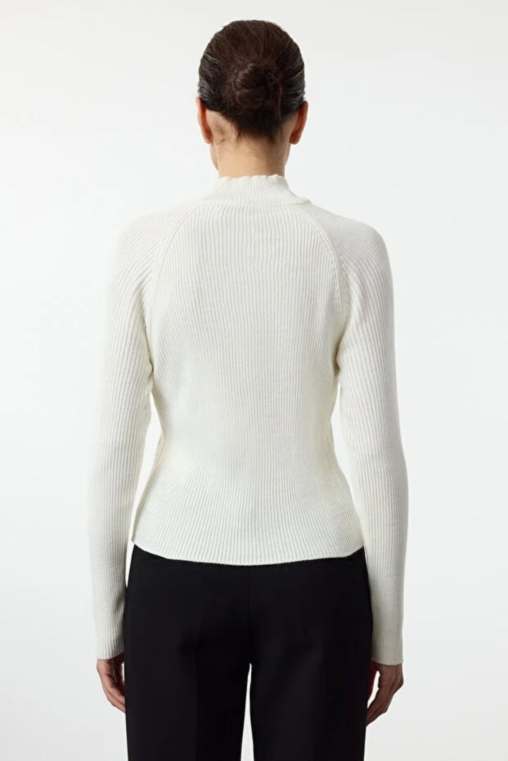 Stand-Up Collar Slim Fitted Knit Sweater with Button Details