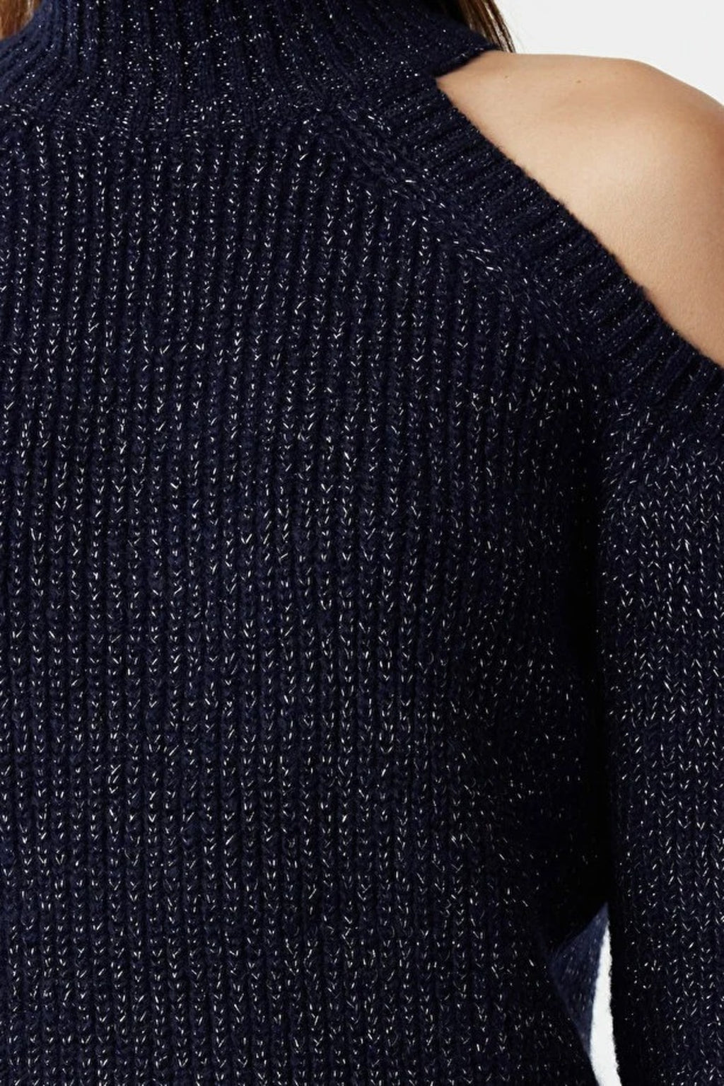 Glittery Knit Sweater with Cut-Out Detail